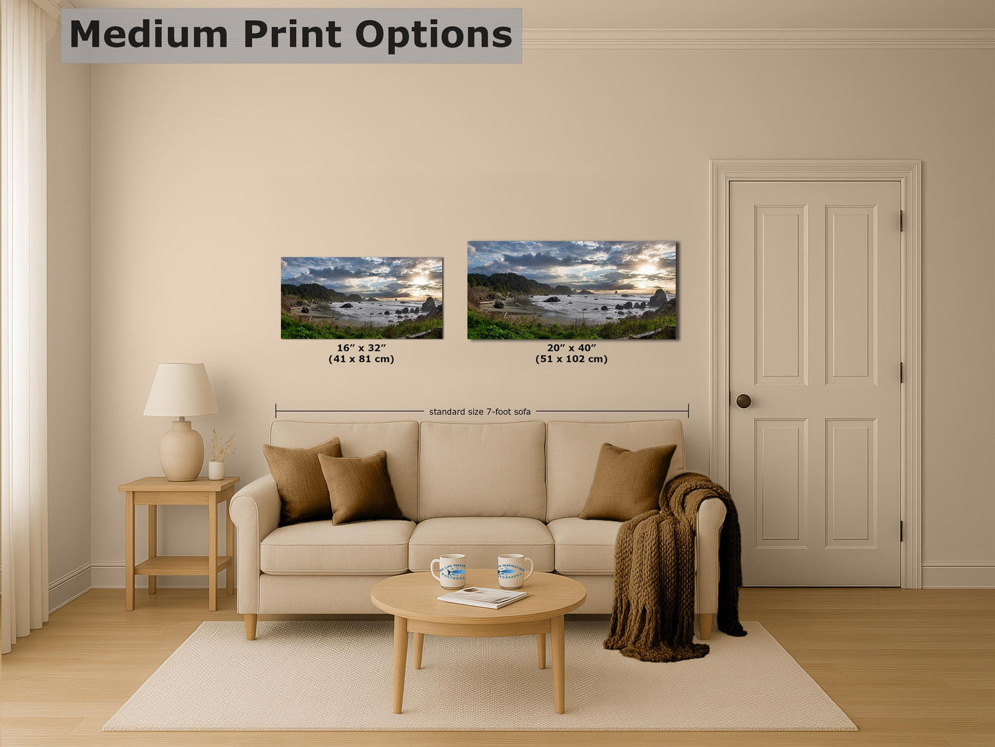 Lone Ranch Beach Oregon Coast Ocean Picture, Panorama Pacific Northwest Nature Photo Relaxation Artwork for Meditation, Apartment, Office & House Décor