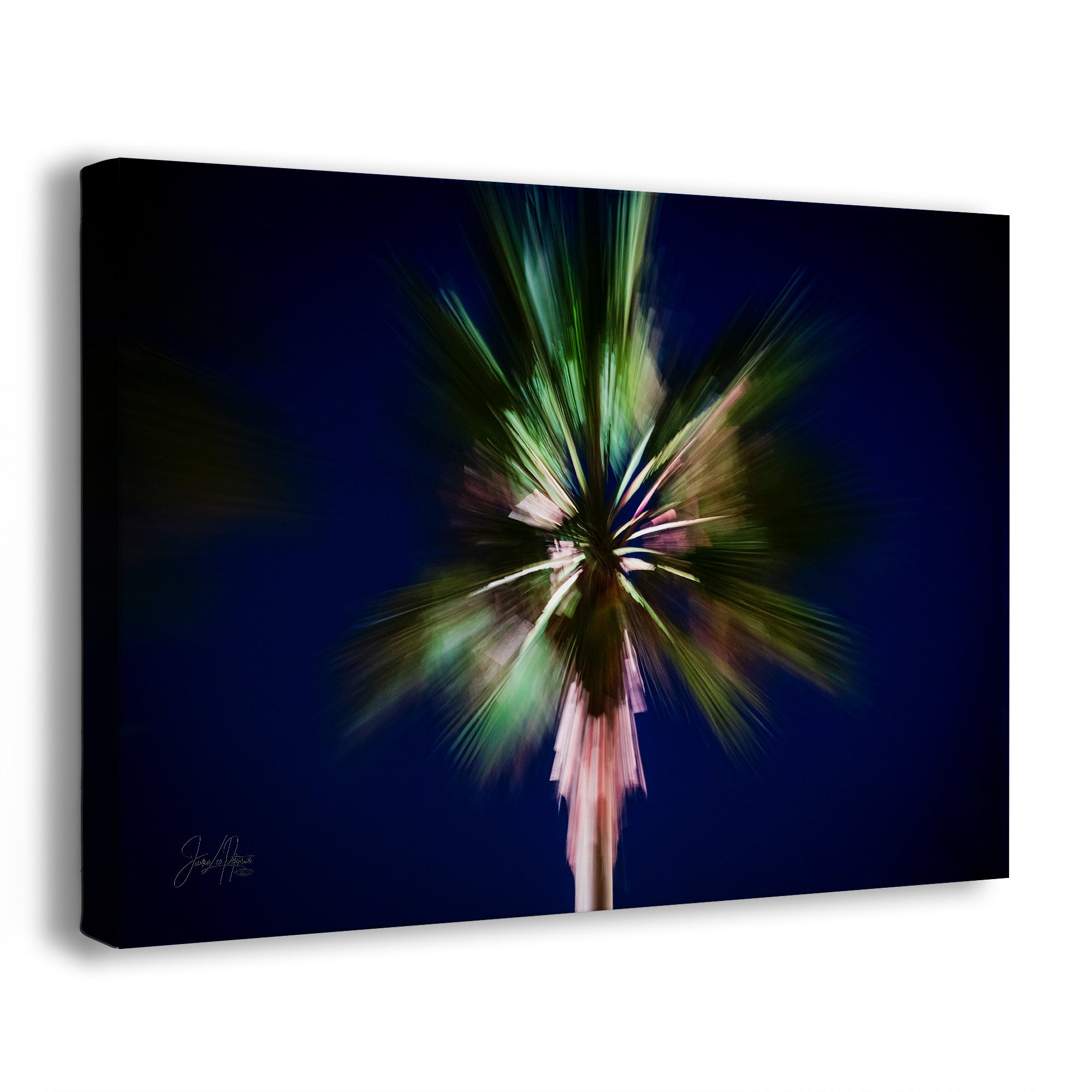 Palm Tree Forest Picture Impressionist Art Nature Photo Relaxation Artwork | Bohemian Style for Meditation, Office, & House Decor