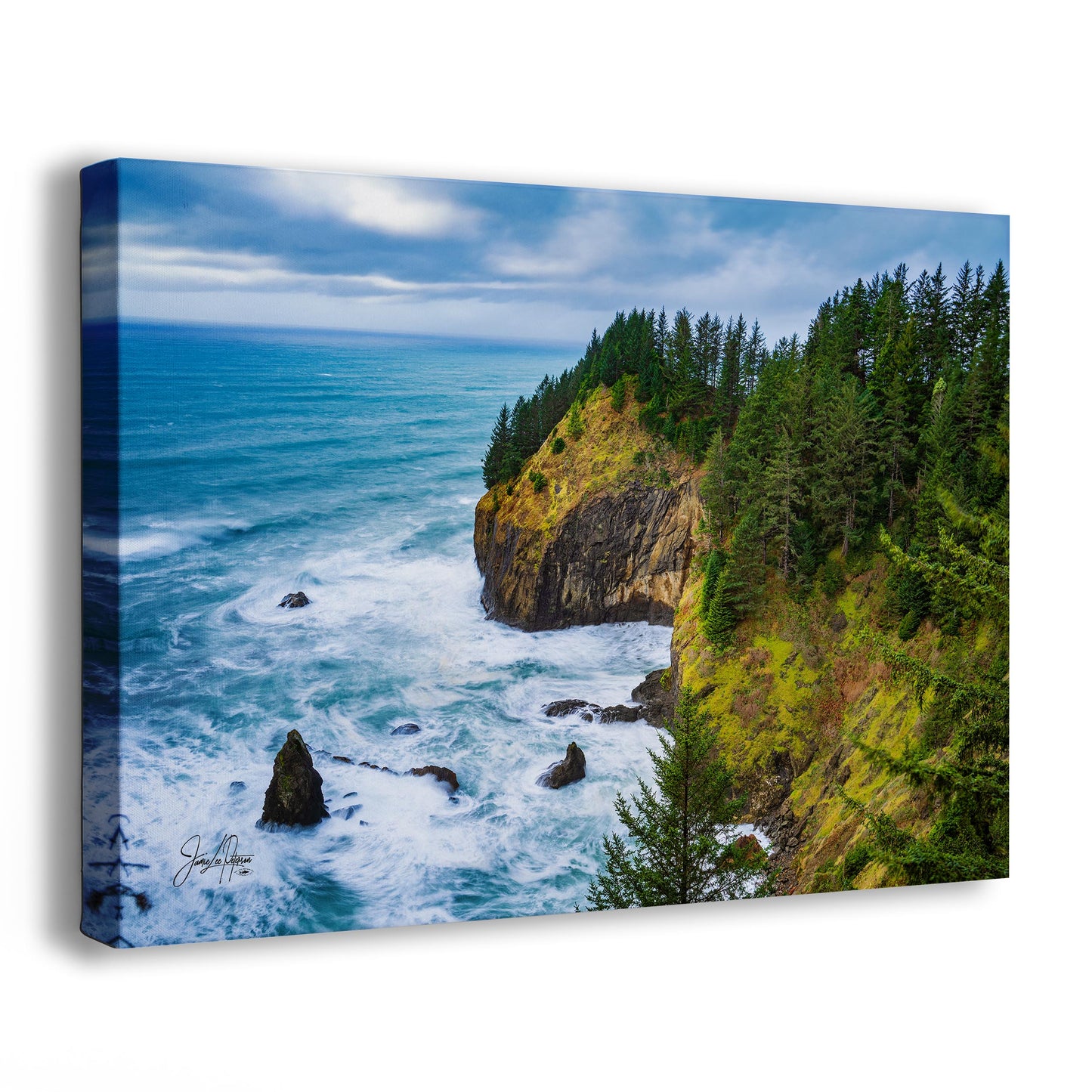 Oregon Coast Ocean Picture, Pacific Northwest Coastline Nature Photo Relaxation Artwork for Meditation, Apartment, Office & House Décor