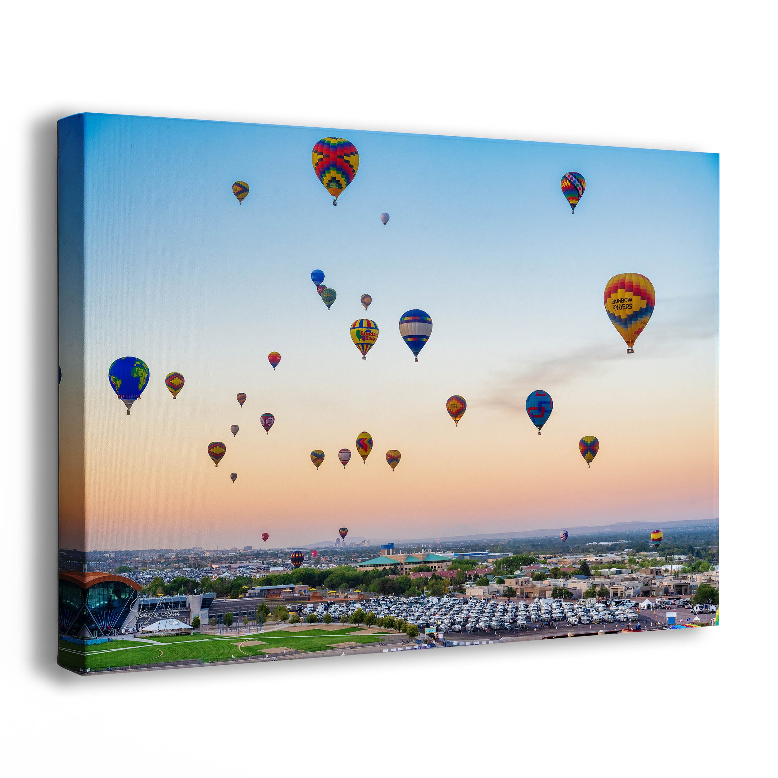 Airstream Rally Aerial View Sunrise Photograph from the 2024 Albuquerque Balloon Fiesta in New Mexico