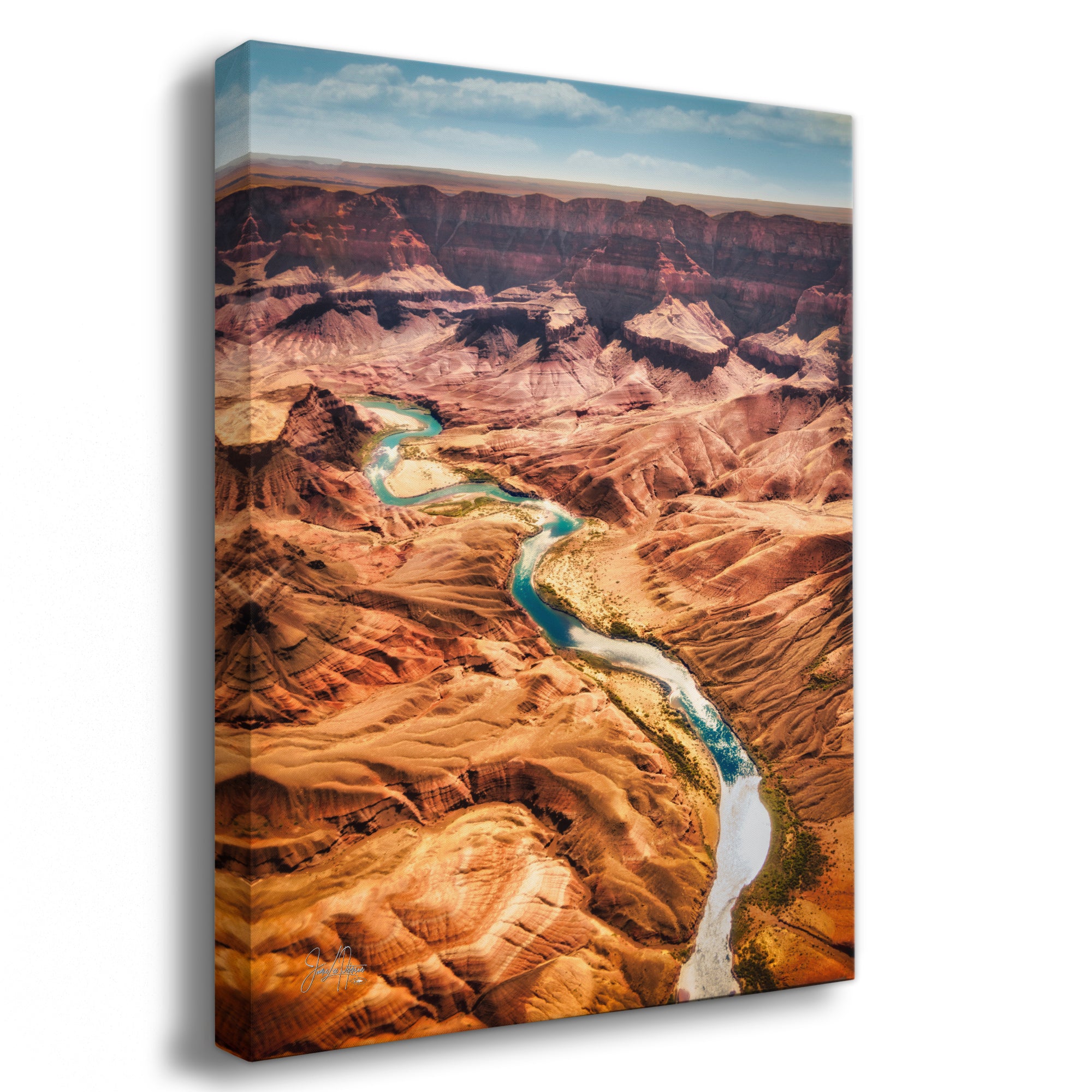Grand Canyon National Park, Arizona Desert Picture Nature Photo with Colorado River, Bohemian Style Relaxation Artwork for Meditation, Office & House Decor