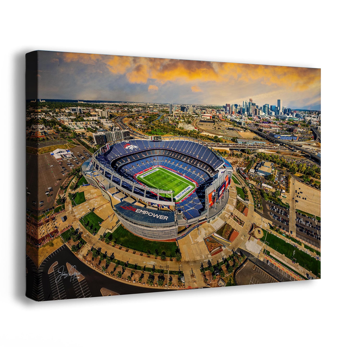 Denver Broncos Football Stadium | Mile High Stadium Denver Colorado Skyline Print | Sports Decor, Man Cave Art