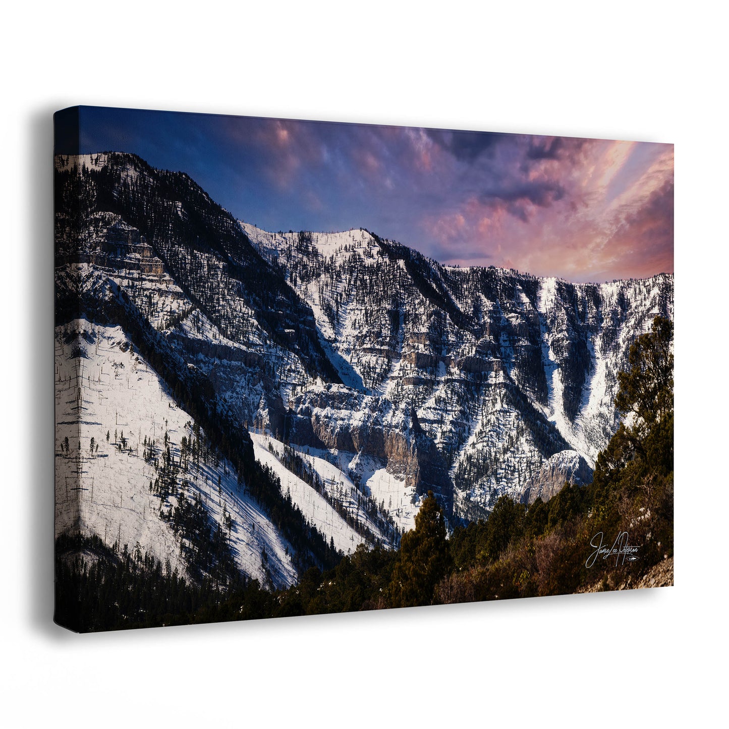 Mt Charleston Nevada Mountain Picture, Snowy Scenery Nature Photo Relaxation Artwork, Winter Landscape for Office, Dorm, Bohemian Decor