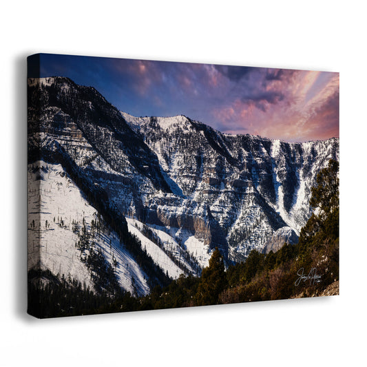 Mt Charleston Nevada Mountain Picture, Snowy Scenery Nature Photo Relaxation Artwork, Winter Landscape for Office, Dorm, Bohemian Decor