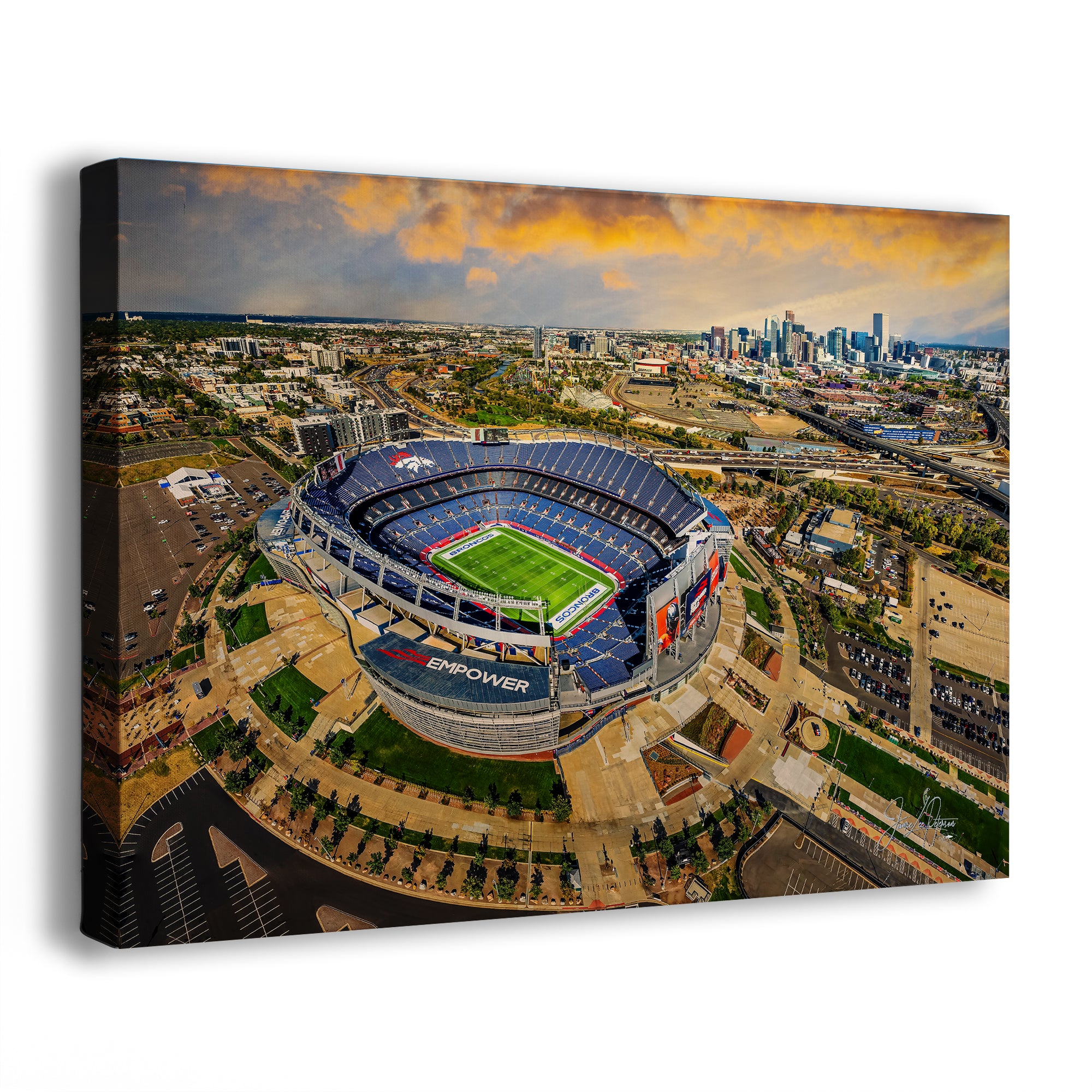 Denver Broncos Football Stadium | Mile High Stadium Denver Colorado Skyline Print | Sports Decor, Man Cave Art
