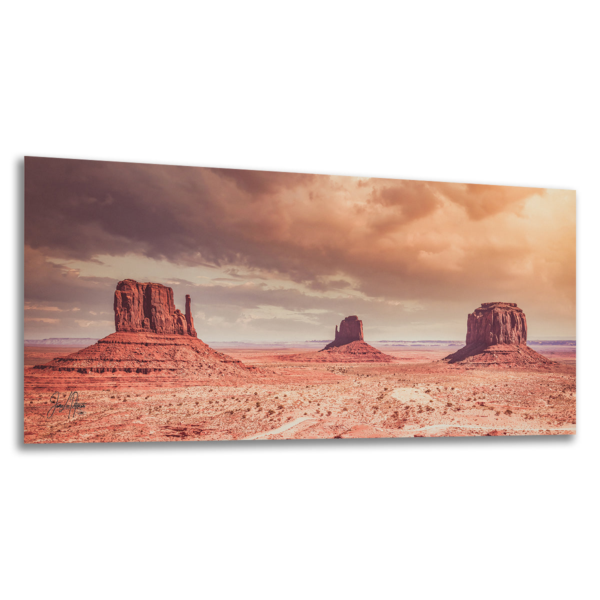 Monument Valley Panorama Arizona Desert Picture Nature Photo, Bohemian Style Relaxation Artwork for Meditation, Apartment, Office & House Decor