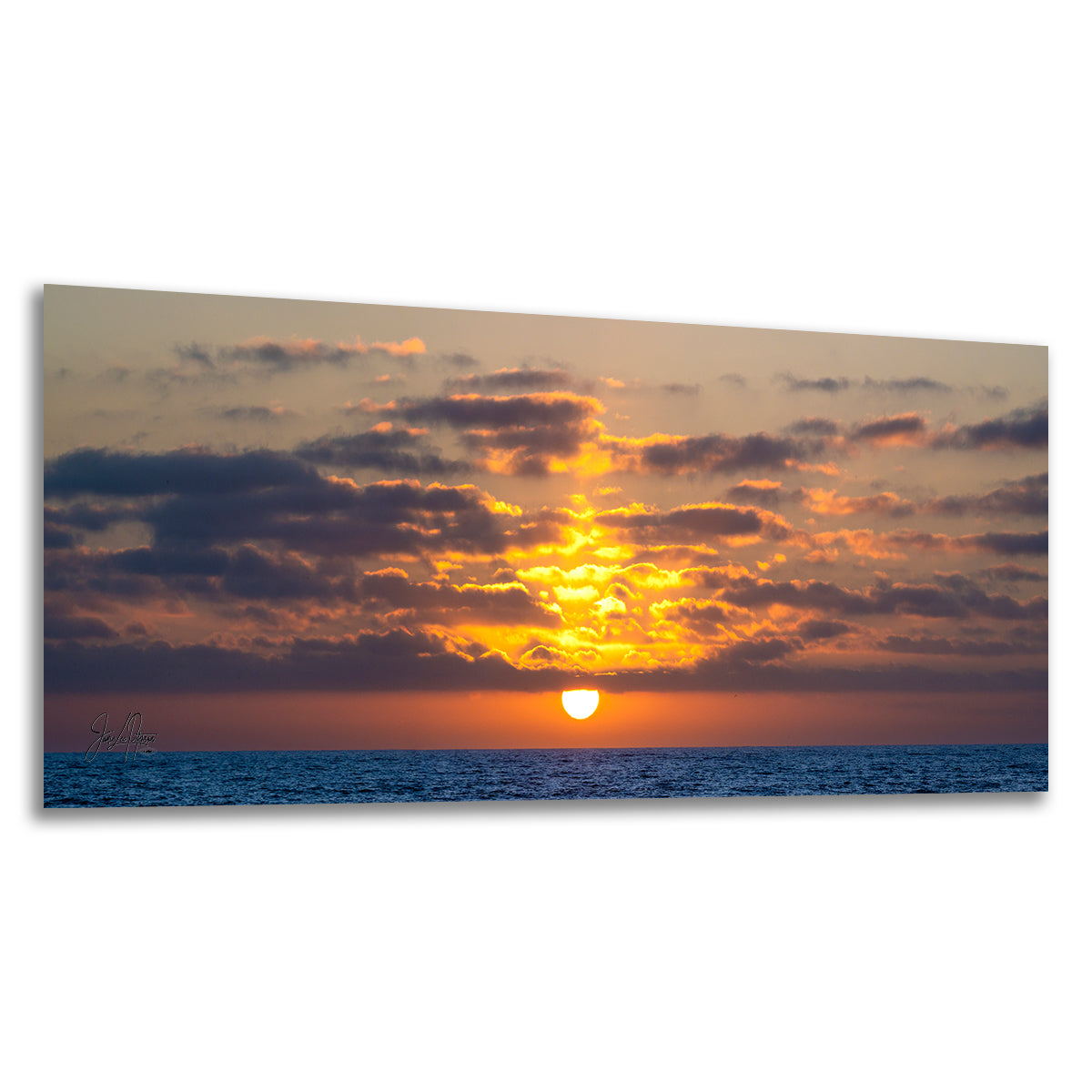 Limited Edition Fine Art Photography, Ocean Picture California Coastline Sunset Through Clouds