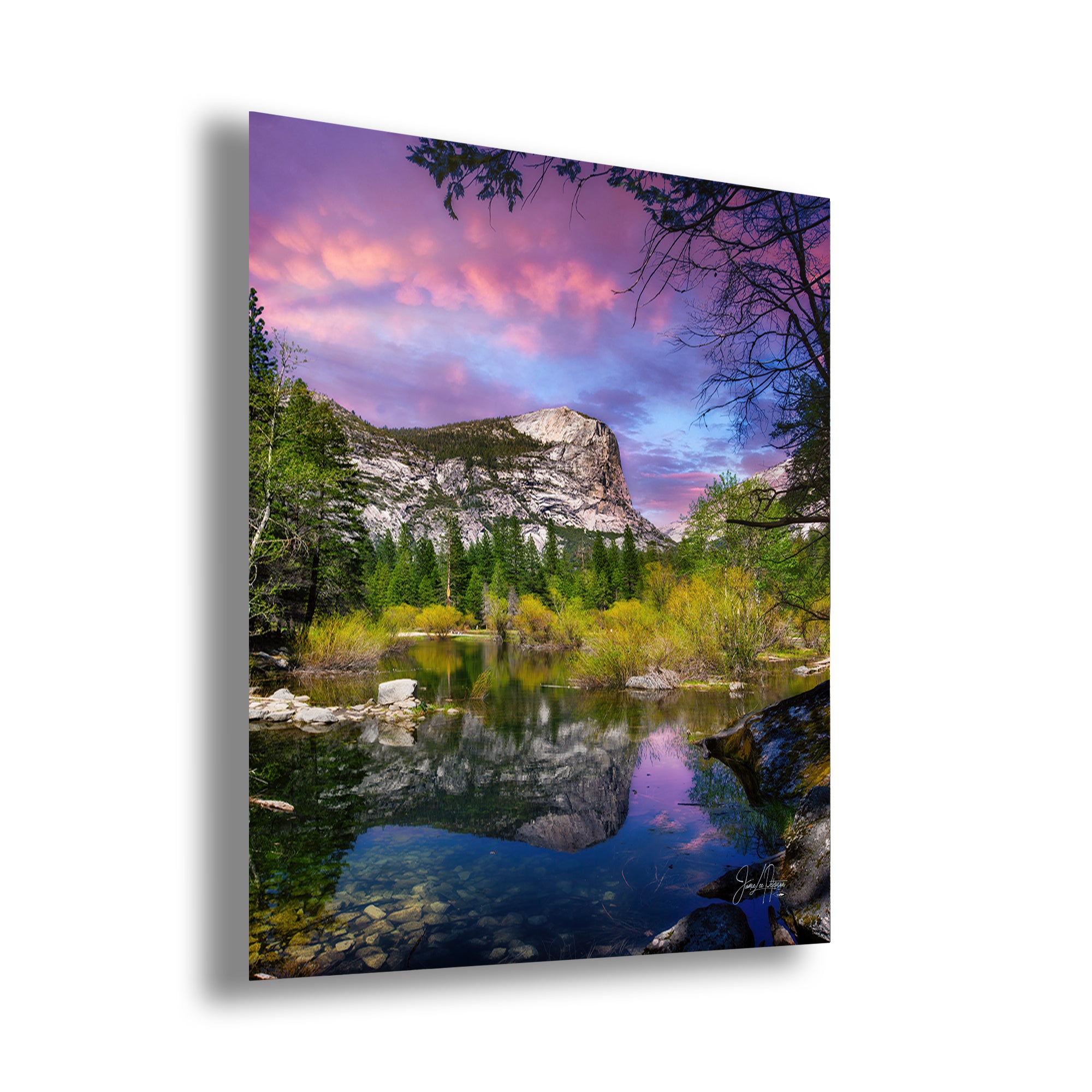 Mirror Lake Yosemite National Park Mountain Picture Nature Photo Relaxation Artwork of Mt. Watkins for Meditation, Office, and House Decor