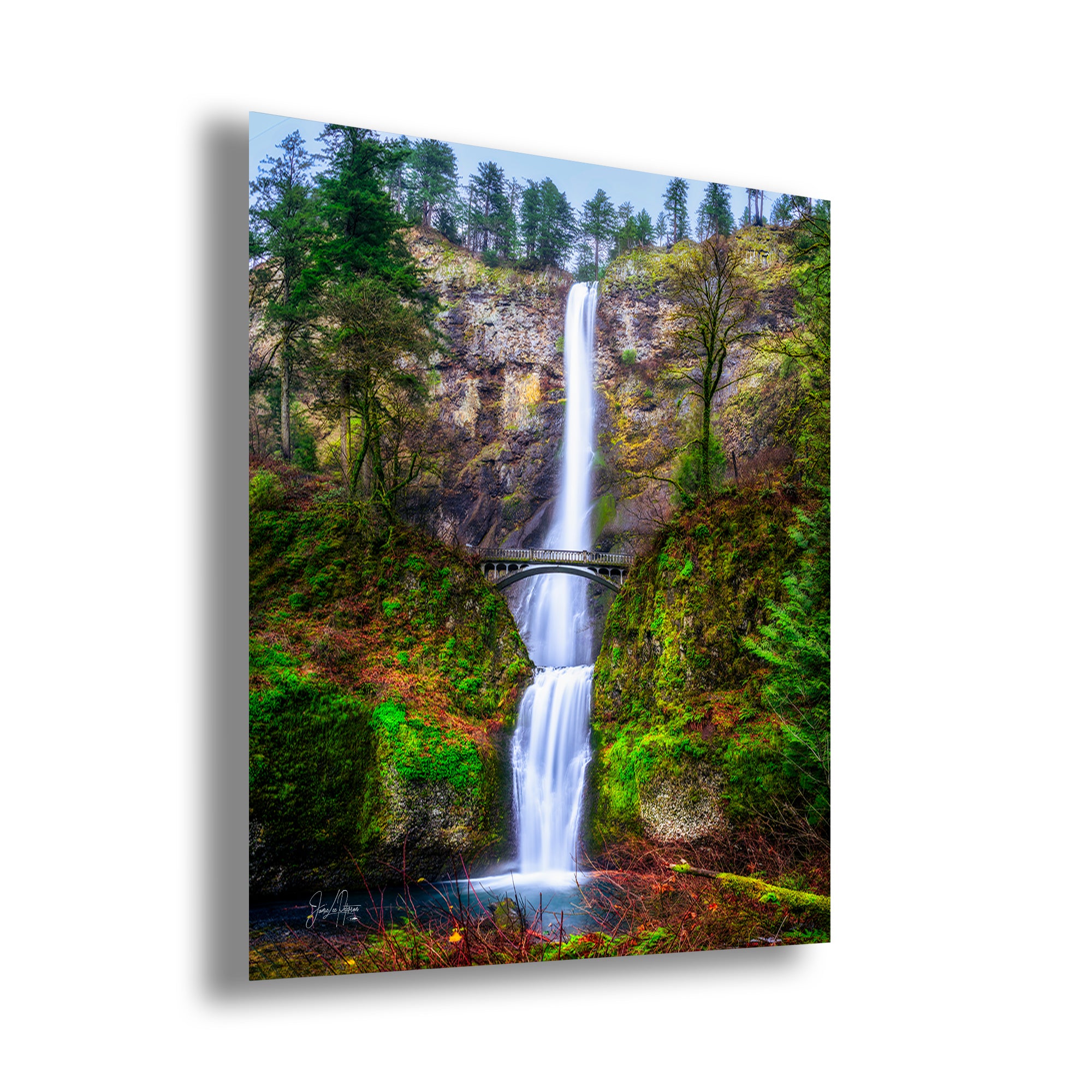 Multnomah Waterfall Picture Nature Photo Wall Art, Pacific Northwest Oregon Relaxation Artwork