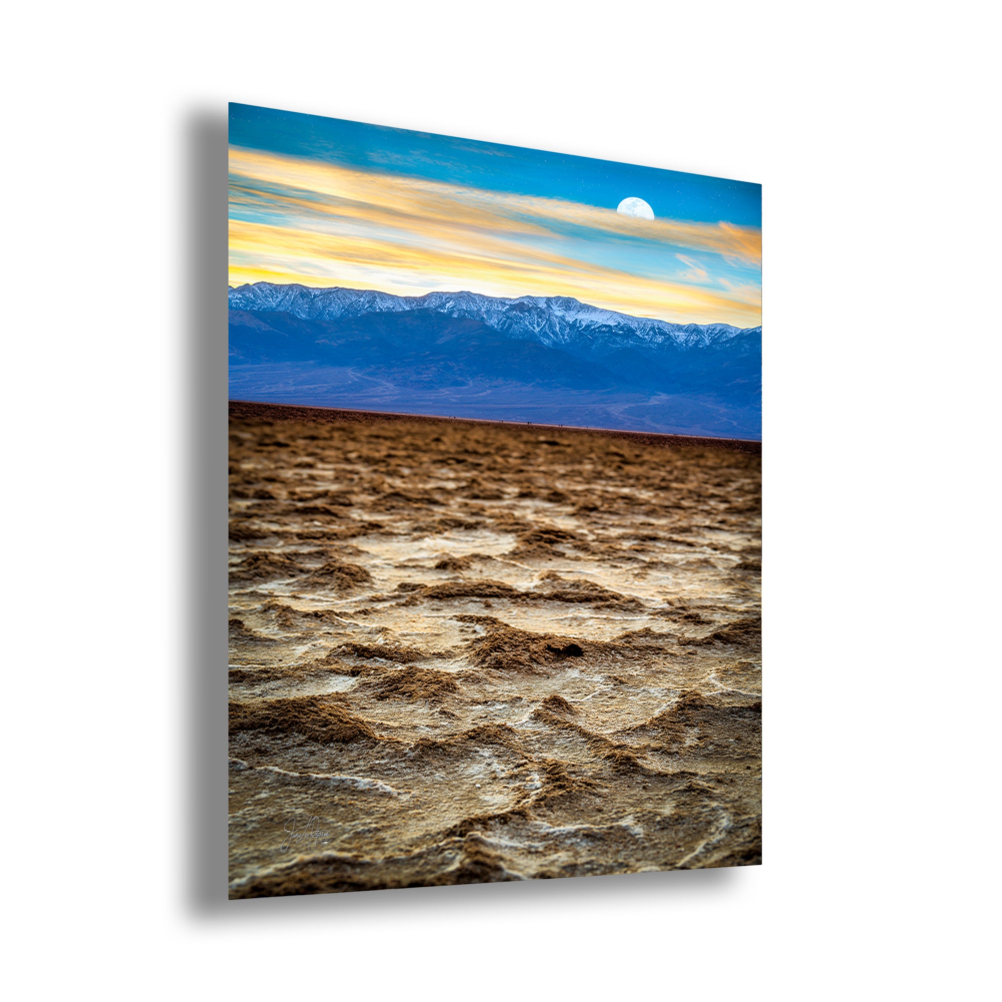 Death Valley National Park California Desert Picture Nature Photo, Badwater Basin Salt Flats and Telescope Peak Sunset Photo for House Decor