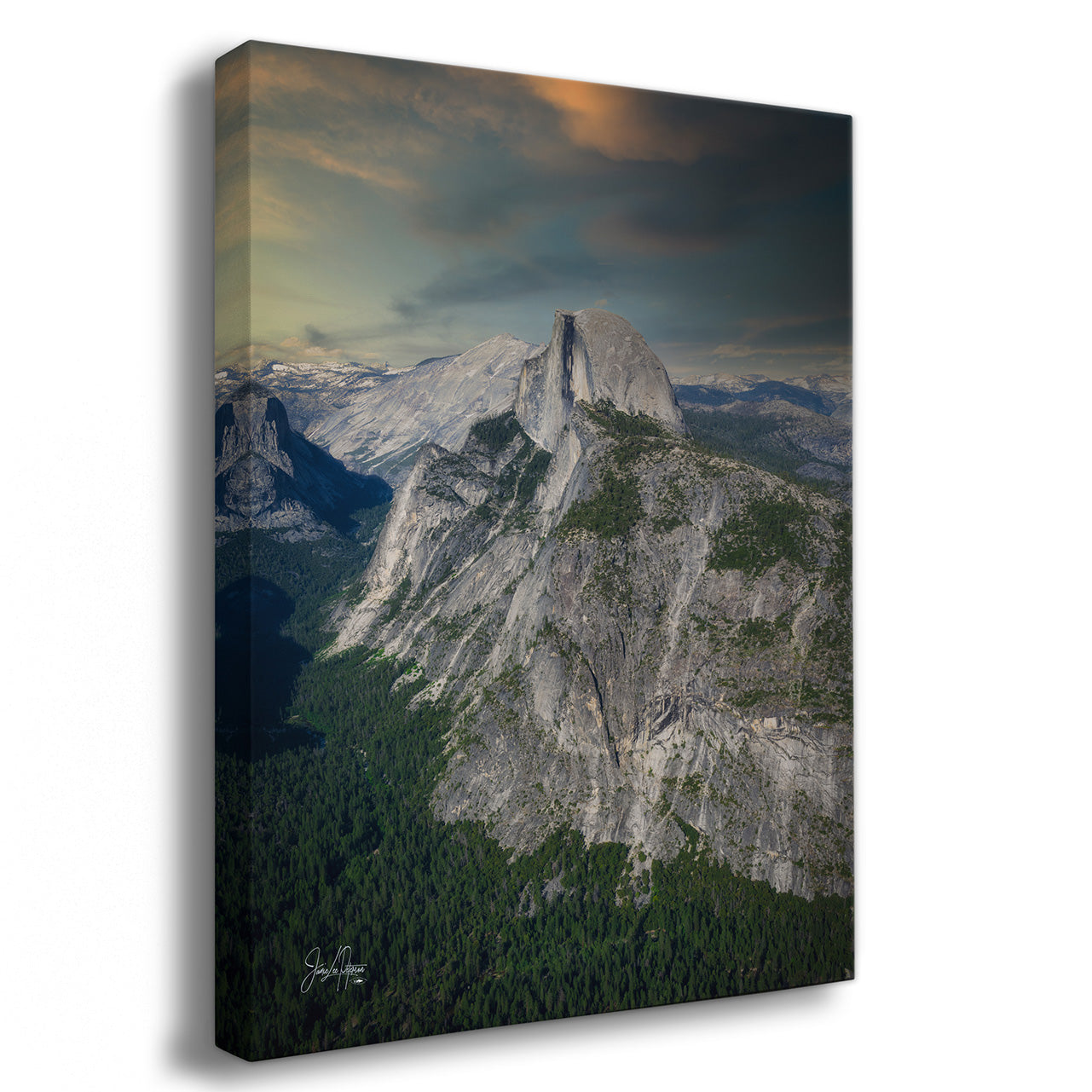Canvas print of a mountain landscape with a cloudy sky.