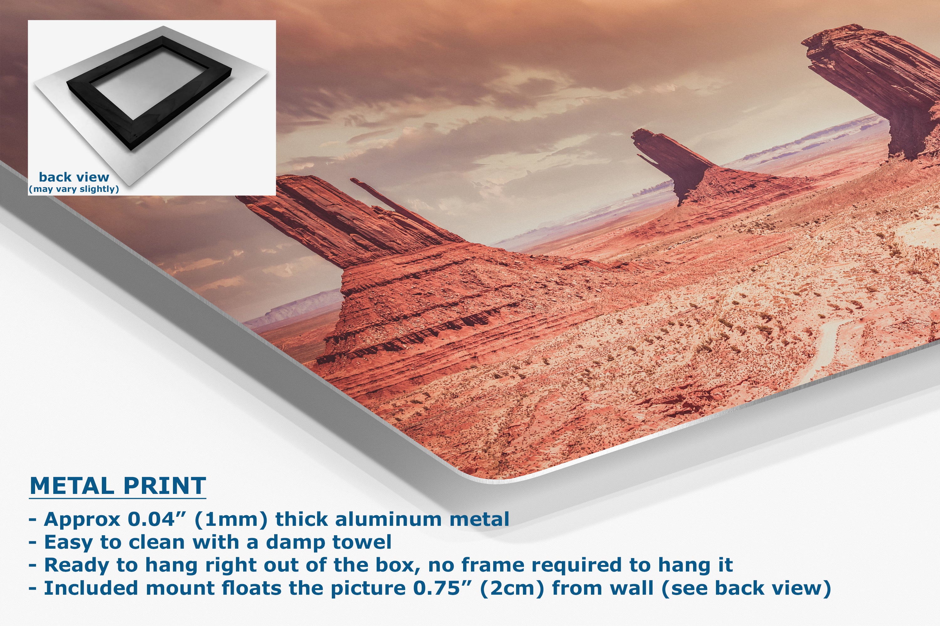 Monument Valley Panorama Arizona Desert Picture Nature Photo, Bohemian Style Relaxation Artwork for Meditation, Apartment, Office & House Decor