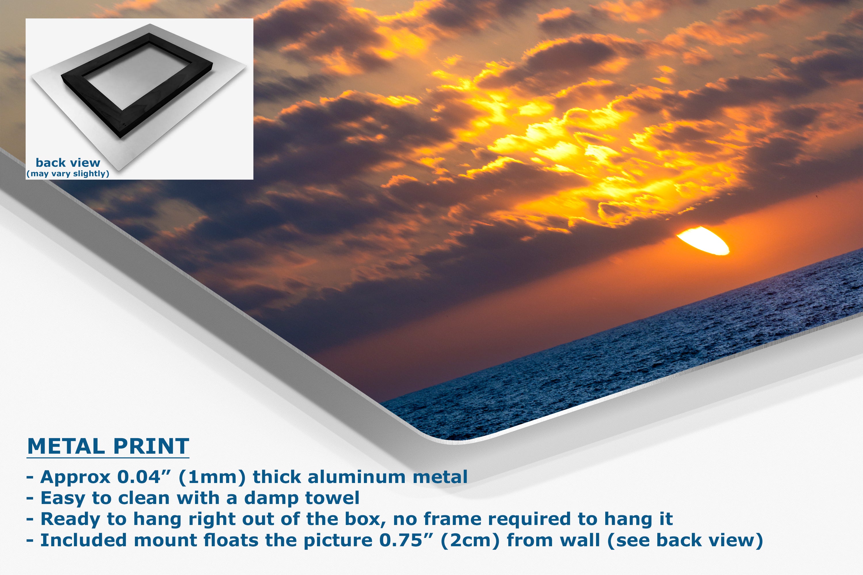 Limited Edition Fine Art Photography, Ocean Picture California Coastline Sunset Through Clouds