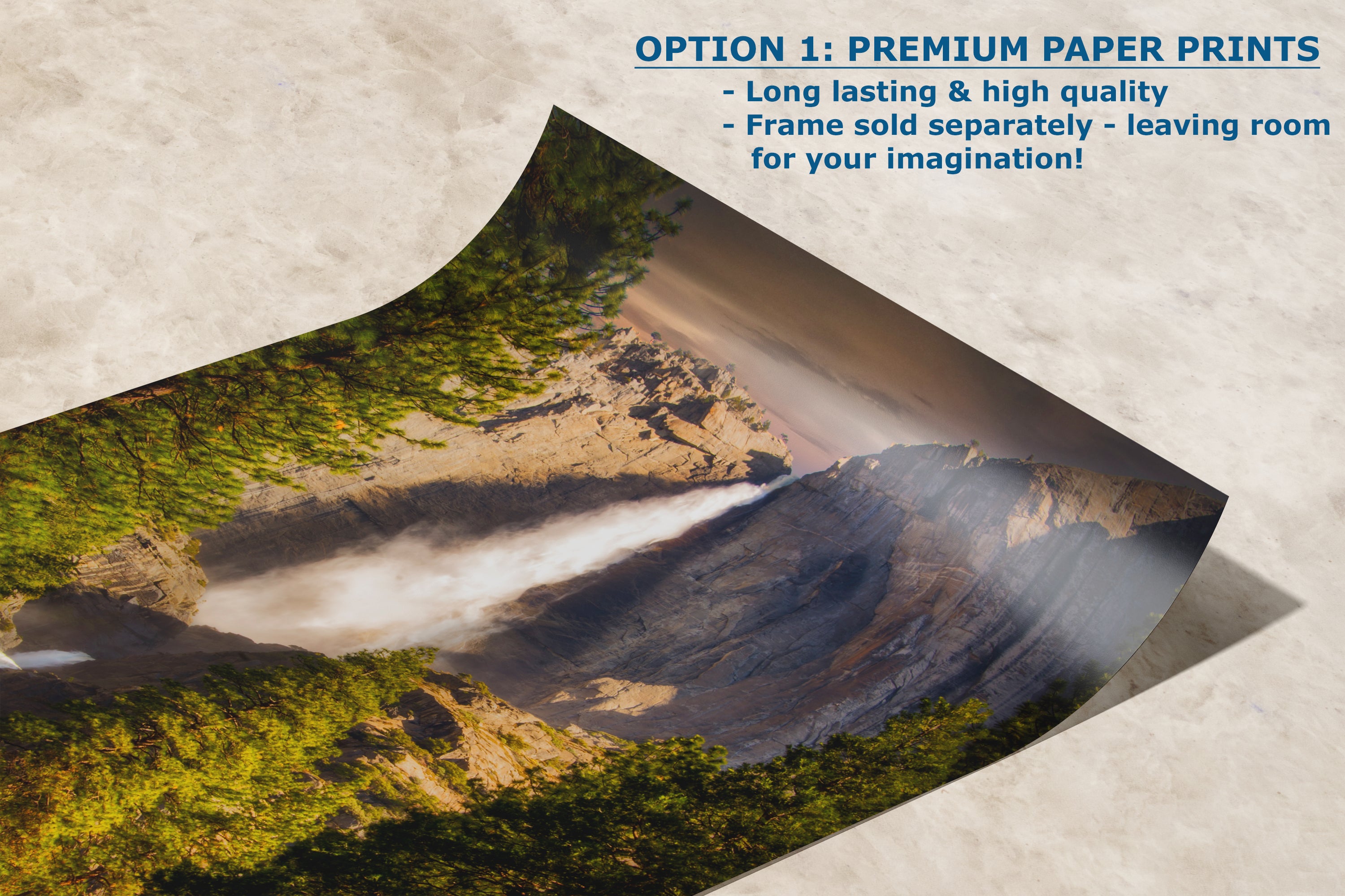 Yosemite National Park Waterfall Picture Nature Photo Bohemian Relaxation Artwork for Meditation