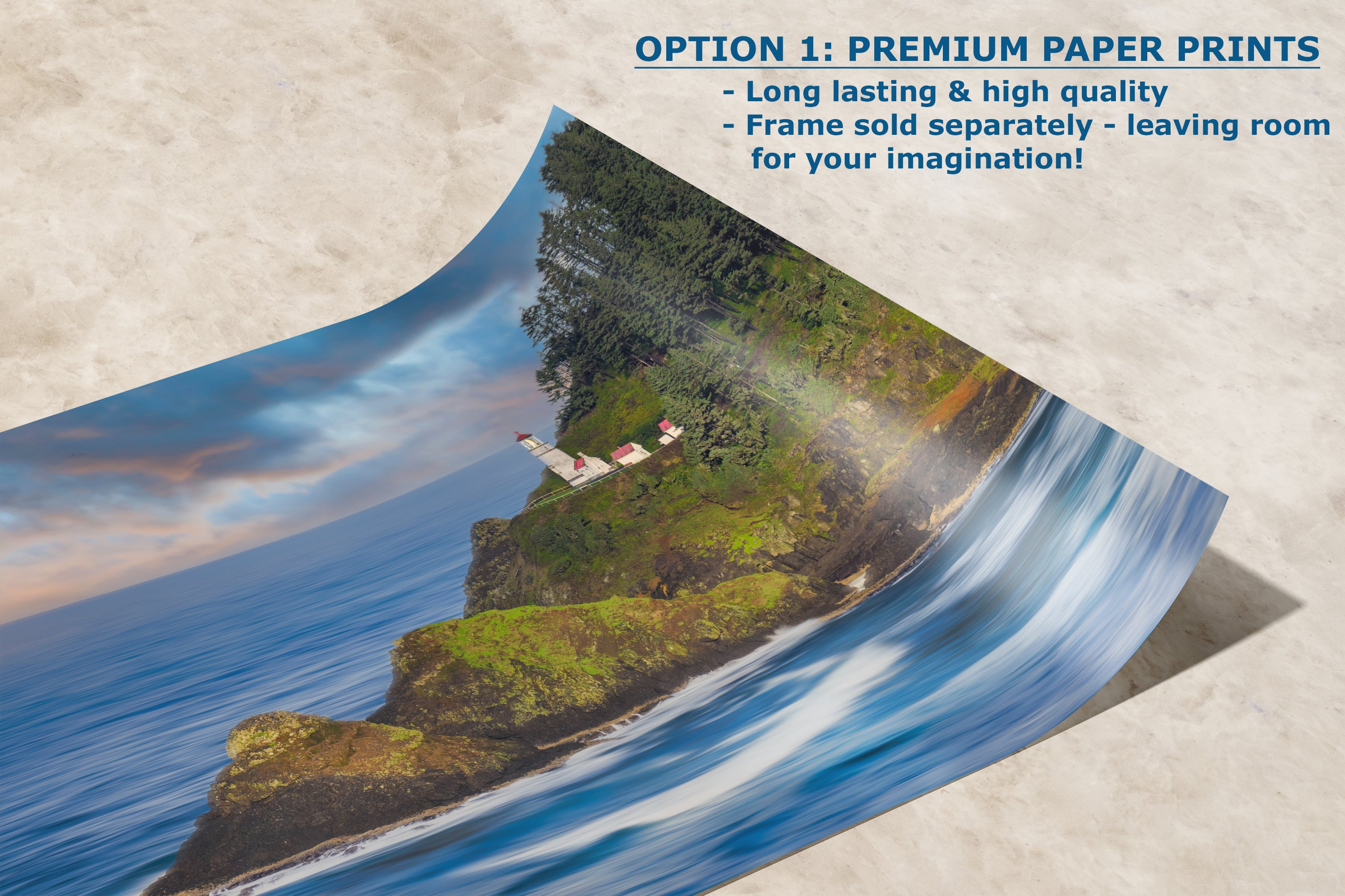 Heceta Head Lighthouse Picture, Oregon Coast Ocean Picture, Pacific Northwest Beach Photo Framed Coastal Decor for Ocean Lovers