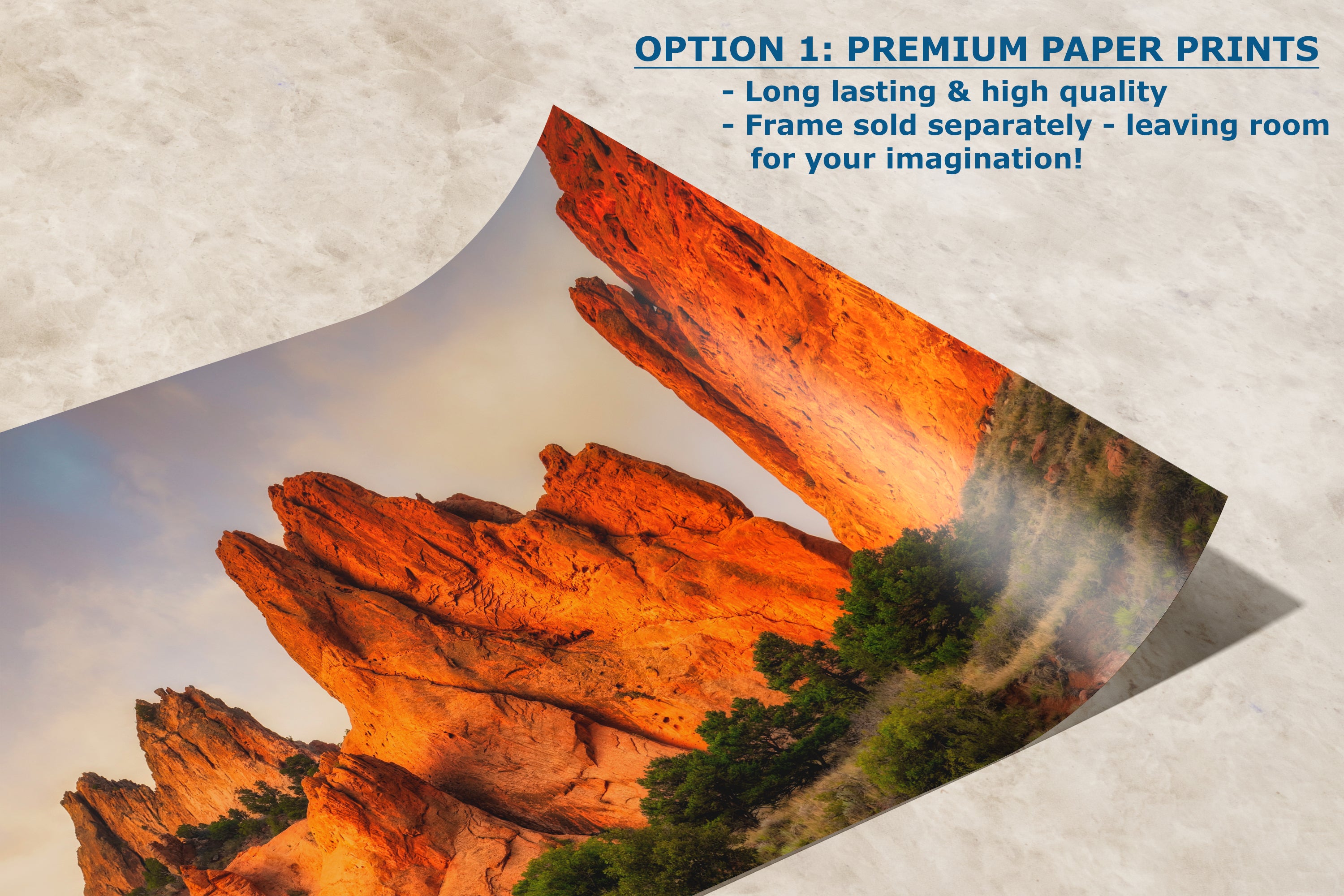 Garden of the Gods Colorado Mountain Picture, Vibrant Rocky Mountain Nature Photo for Meditation Relaxation and Bohemian Decor