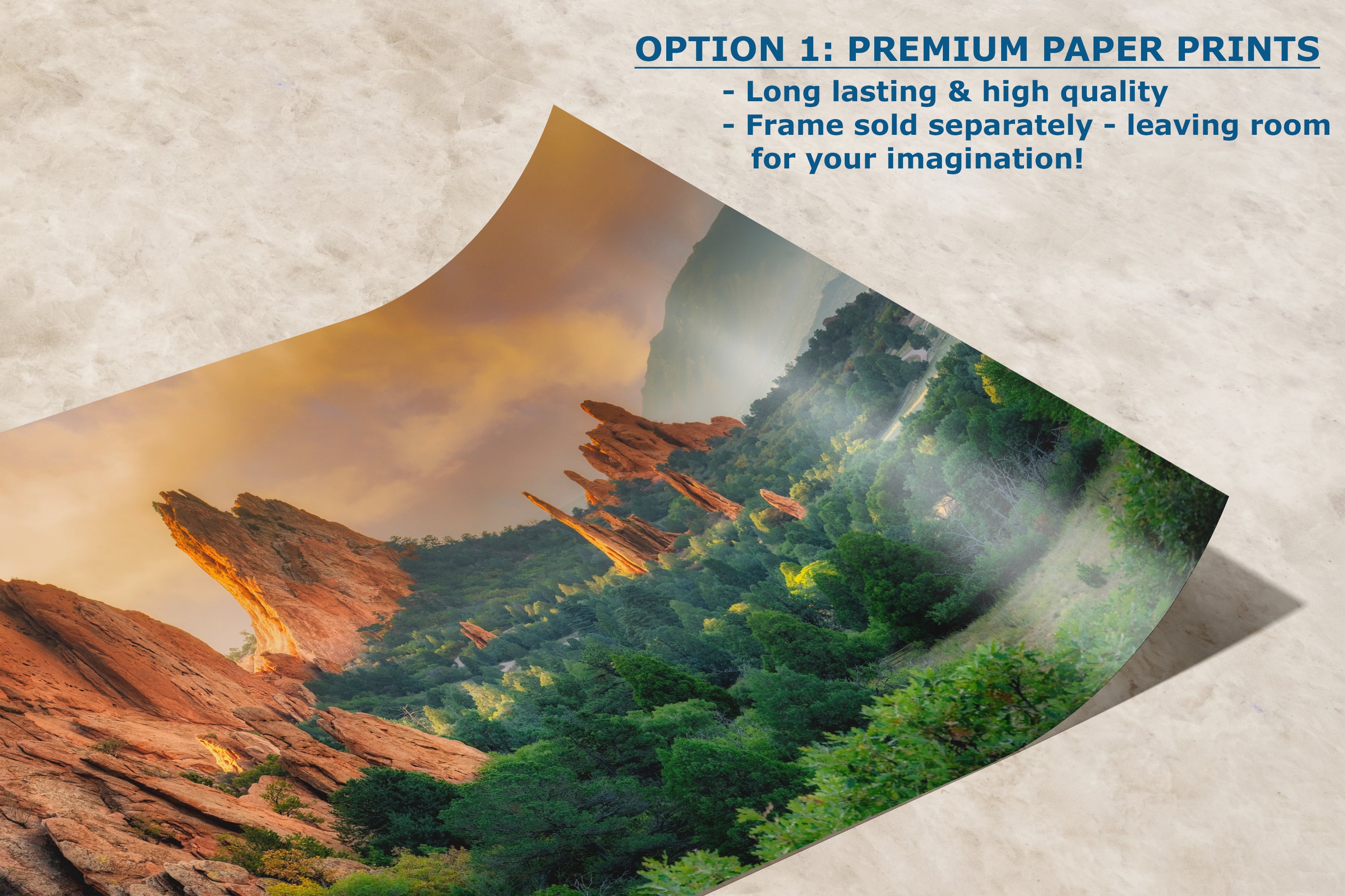 Garden of the Gods Colorado Mountain Picture Nature Photo, Rocky Mountain Relaxation Artwork for Meditation, Office, & House Decor