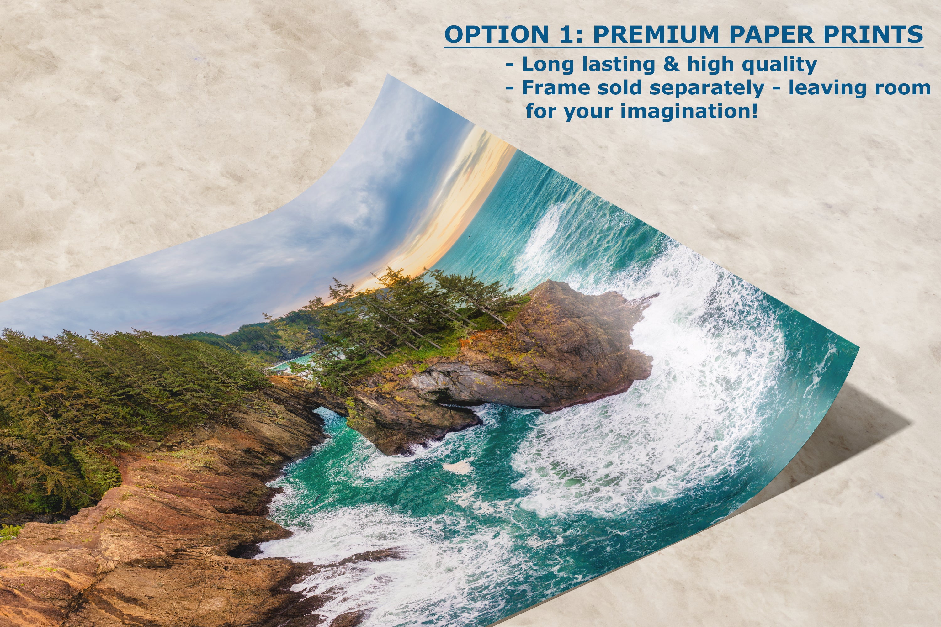 Oregon Coast Ocean Picture - Breathtaking Pacific Northwest Nature Photo for Relaxation, Meditation and Stylish Decor