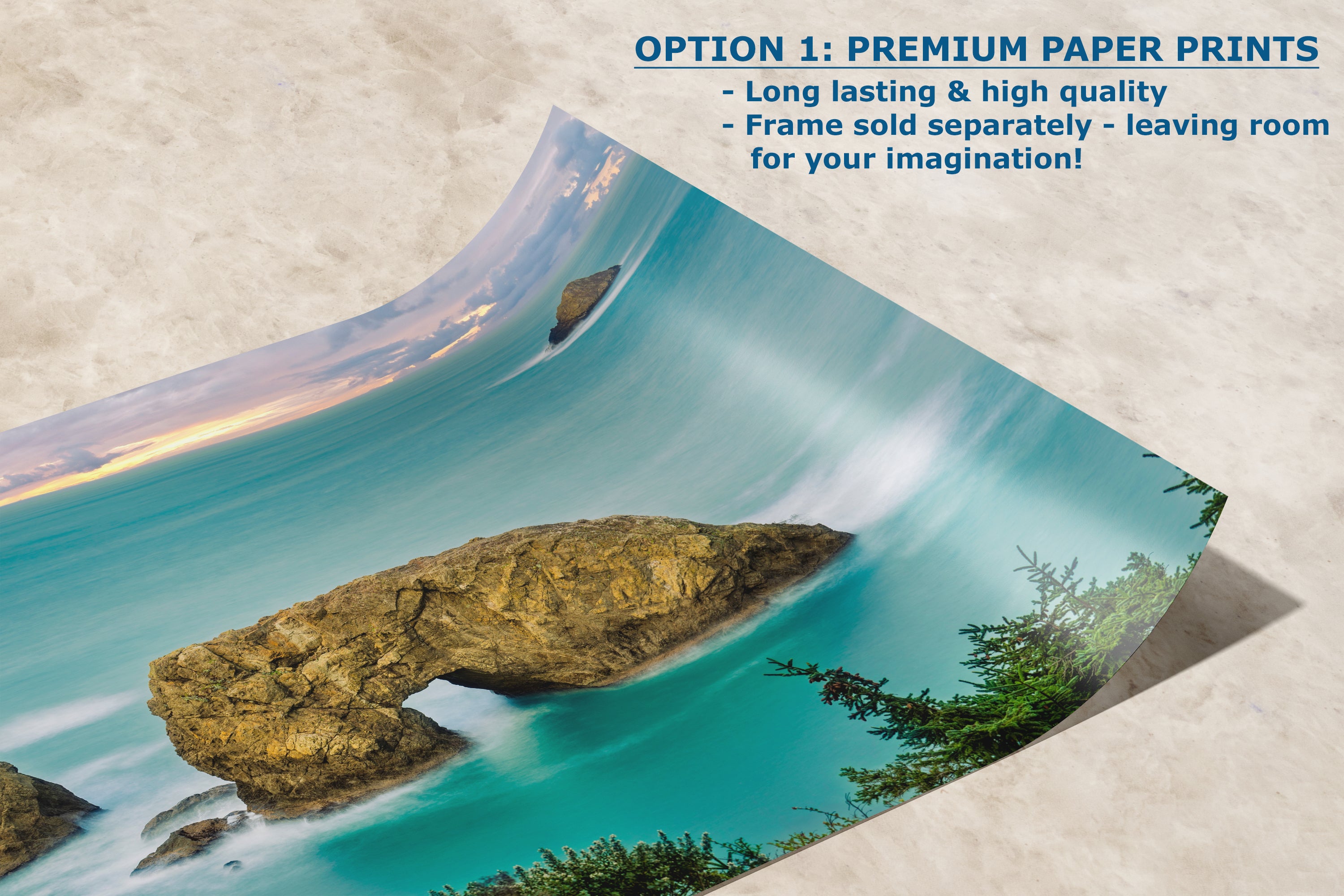 Sea Arch Oregon Coast Ocean Picture, Pacific Northwest Nature Photo Relaxation Artwork for Meditation, Apartment, Office & House Decor