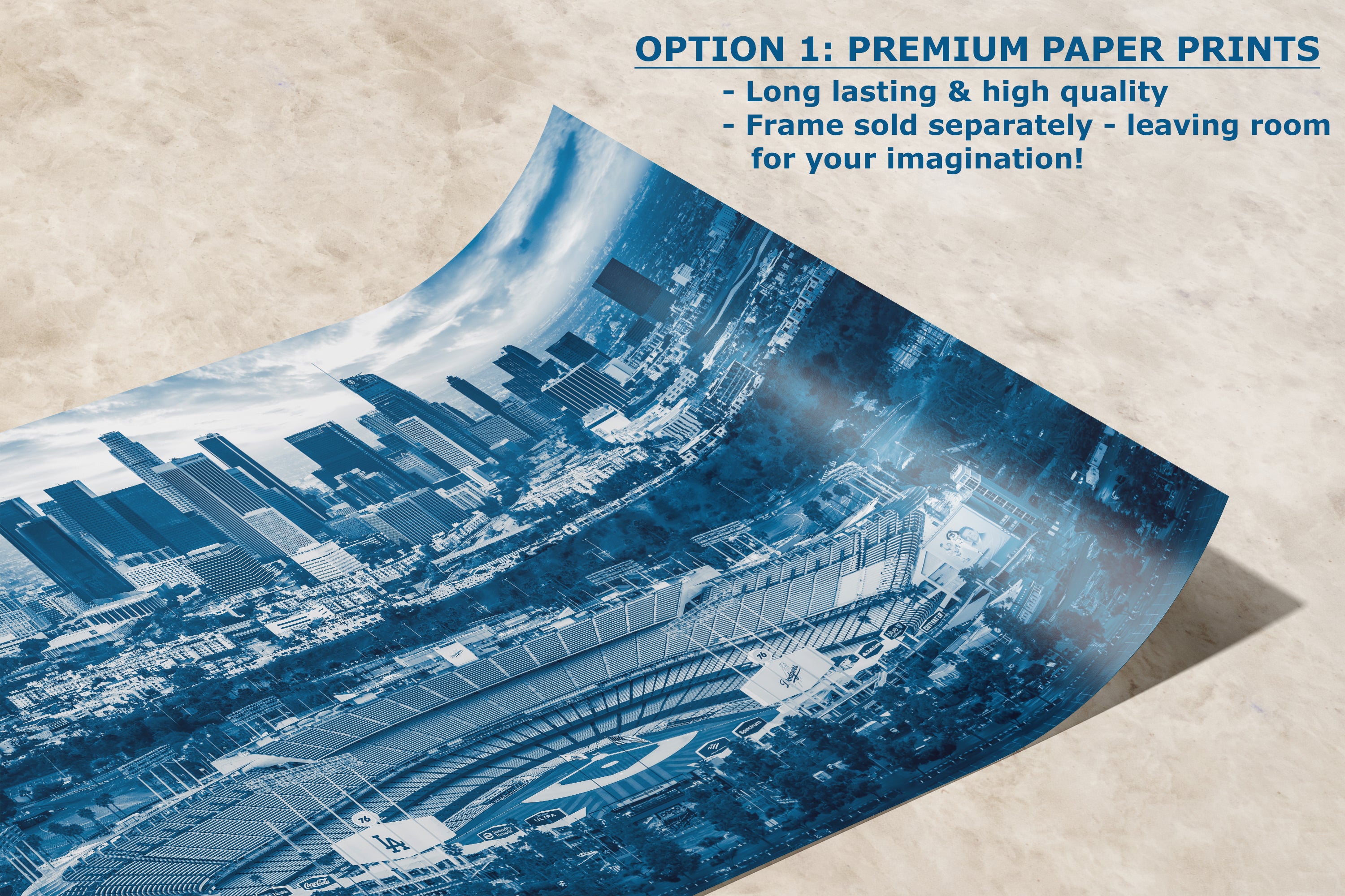 Los Angeles Dodgers Baseball Stadium, LA Skyline Blue Urban Cityscape Photo