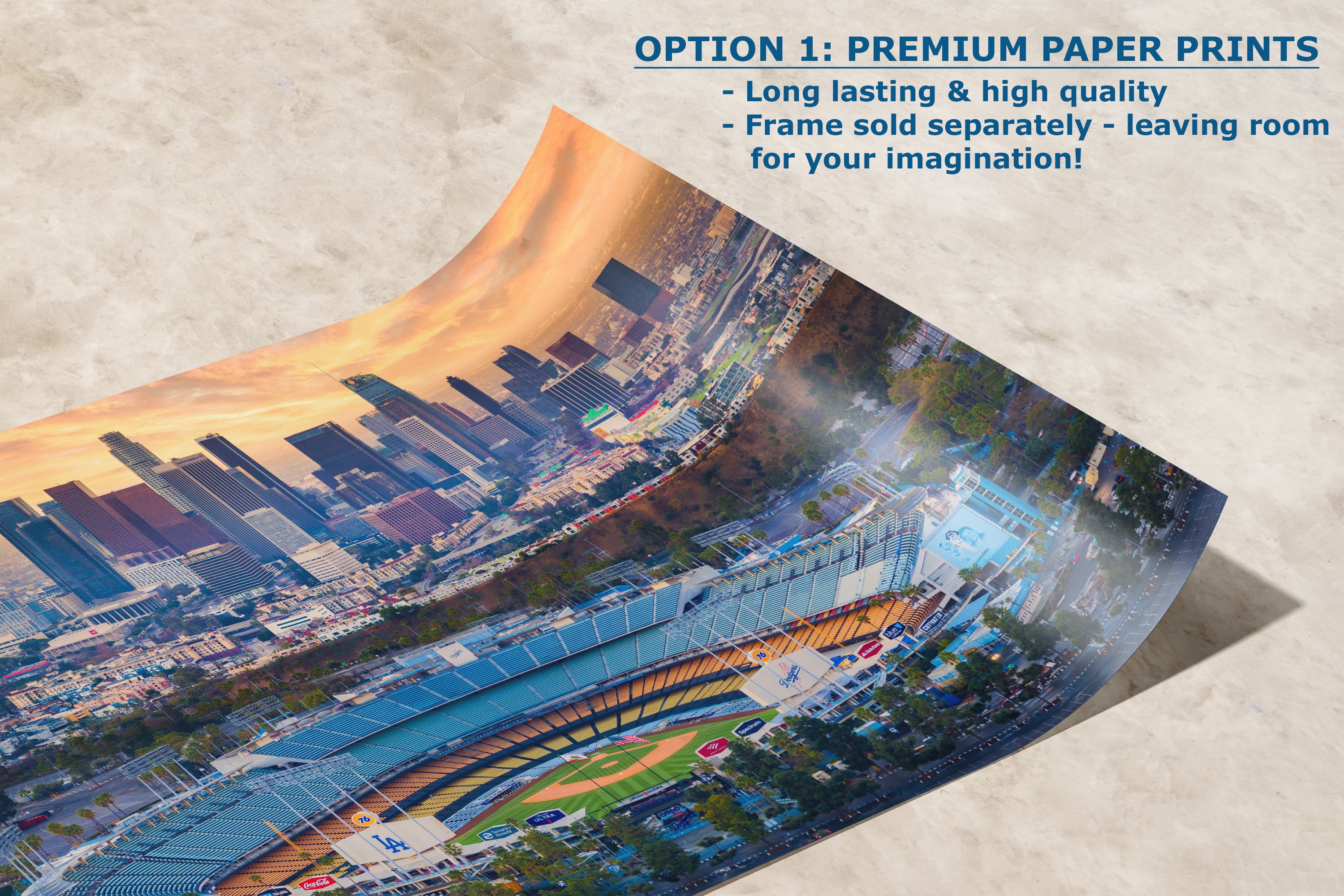 Los Angeles Dodgers Baseball Stadium, LA Skyline Urban Cityscape Photo Art