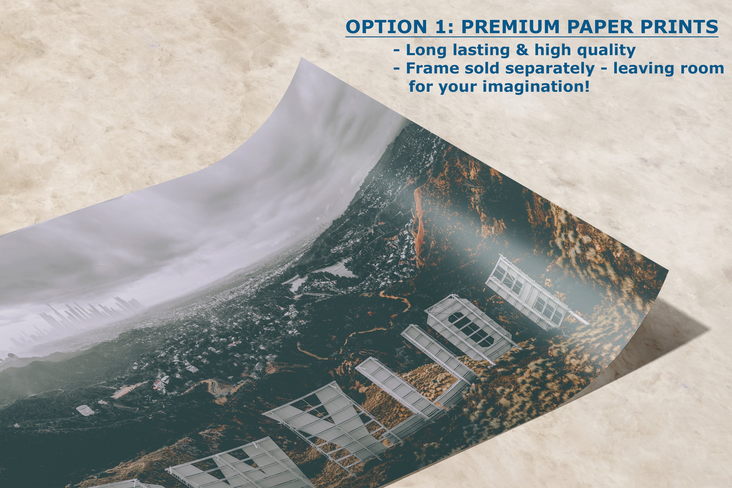 Hollywood Sign Los Angeles Skyline Retro Southern California Cityscape Urban Decor for Home or Office