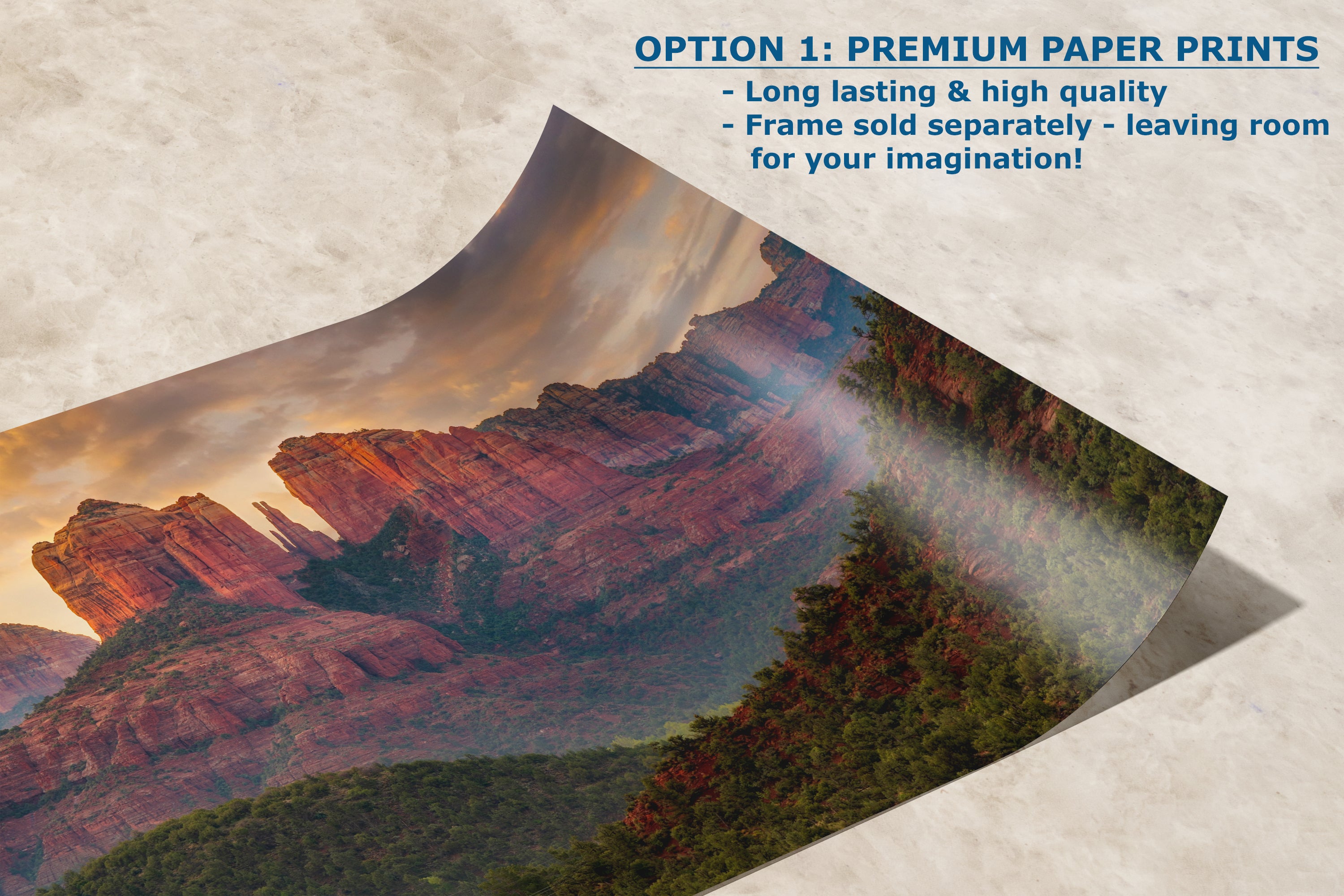 Cathedral Rock, Moody Sedona Arizona Desert Picture Nature Photo Relaxation Artwork for Meditation, Office, and House Decor