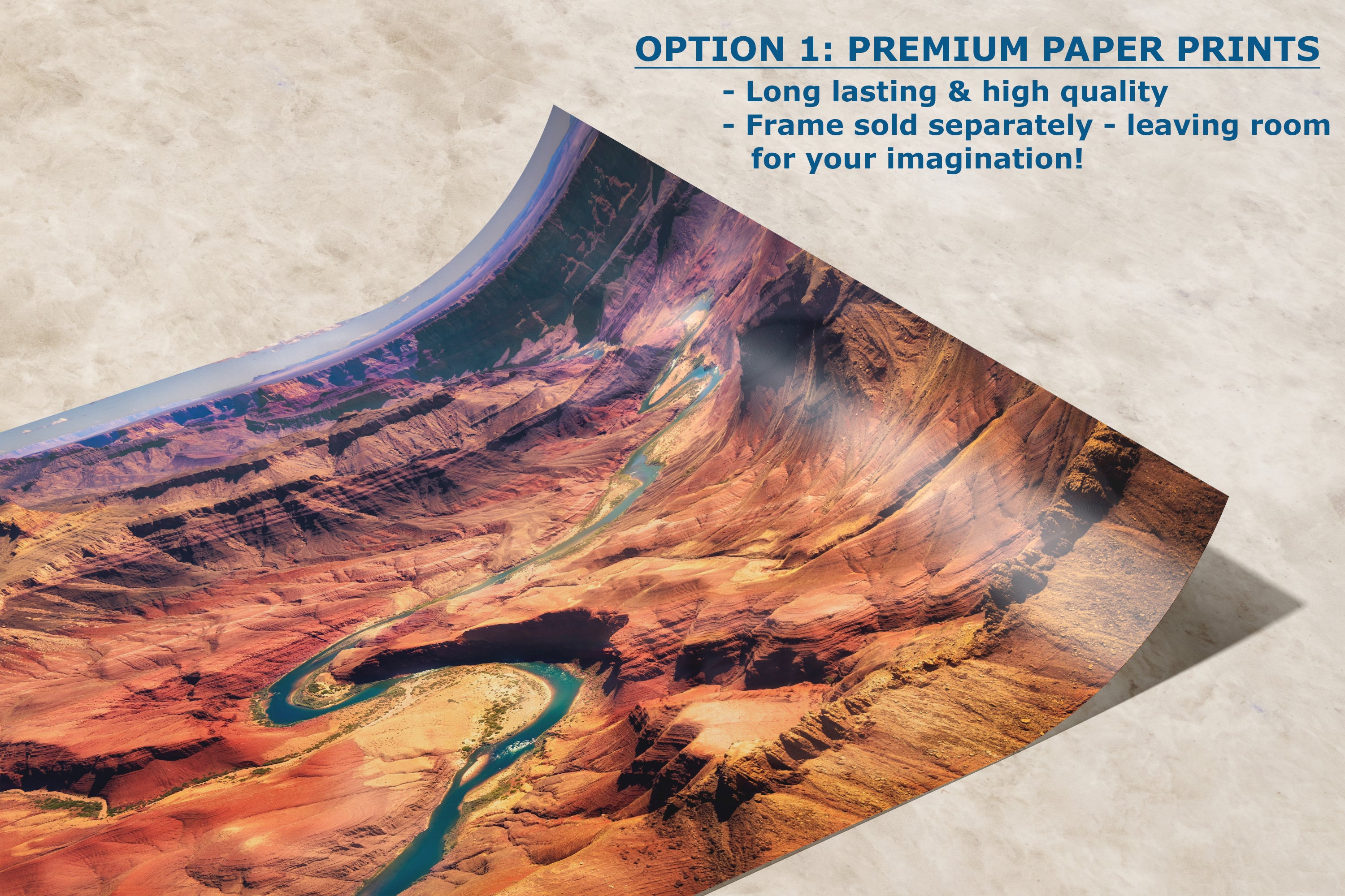 Grand Canyon National Park, Aerial Arizona Desert Picture Nature Photo, Bohemian Style Relaxation Artwork for Meditation, Apartment, Office & House Decor