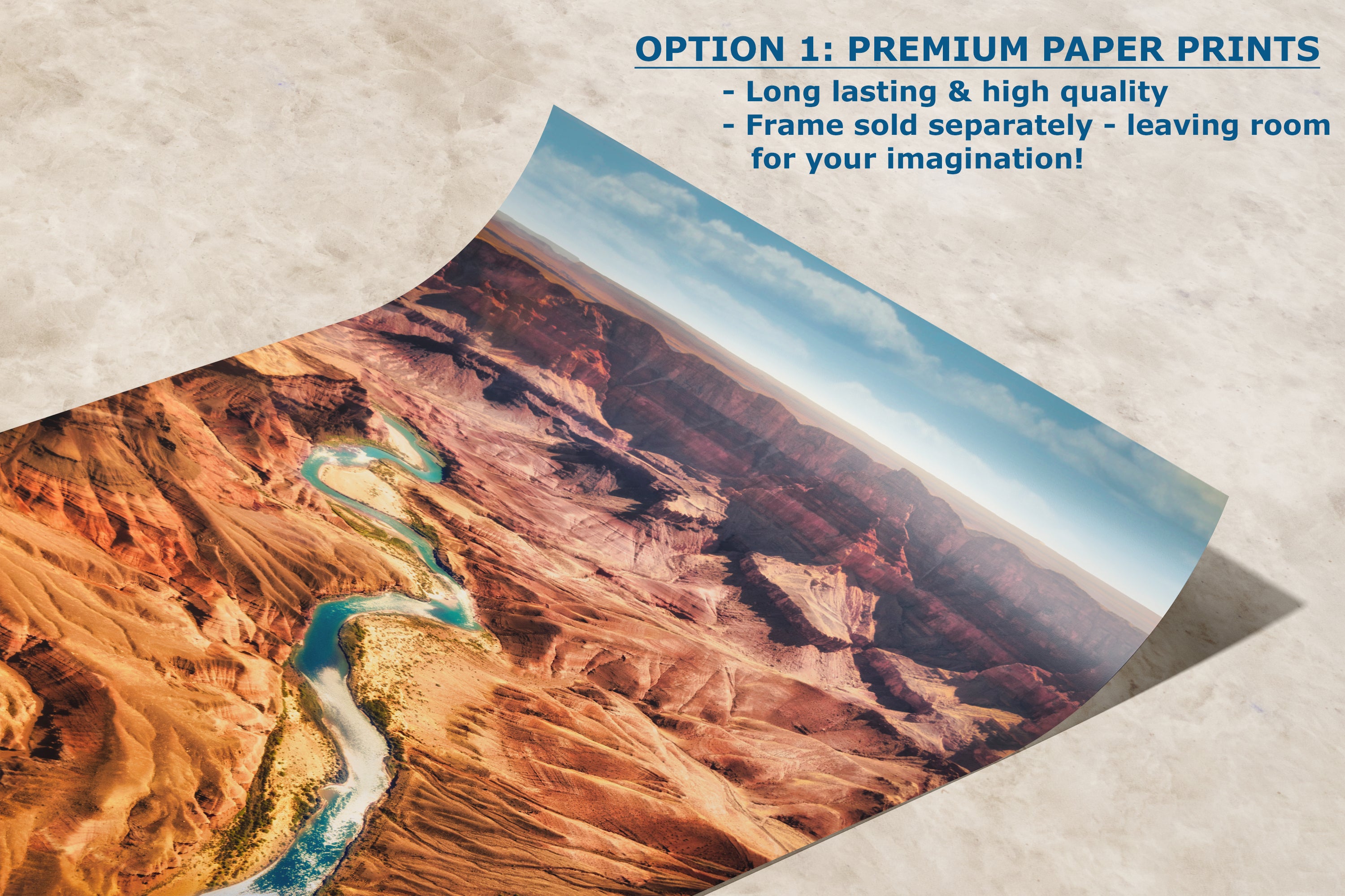 Grand Canyon National Park, Arizona Desert Picture Nature Photo with Colorado River, Bohemian Style Relaxation Artwork for Meditation, Office & House Decor