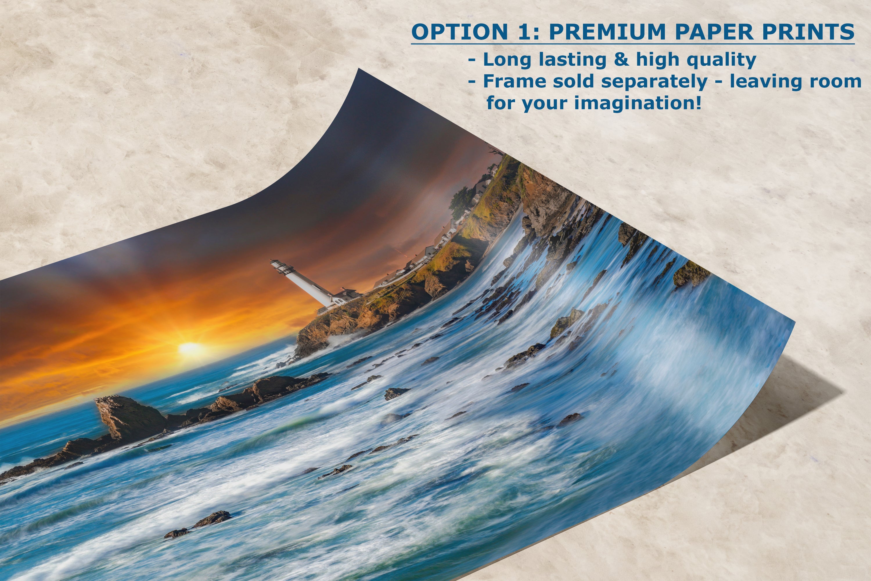 Pigeon Point Lighthouse Picture, California Coastline Ocean Picture, Relaxation Artwork Nature Photo for Meditation, Office, and House Decor