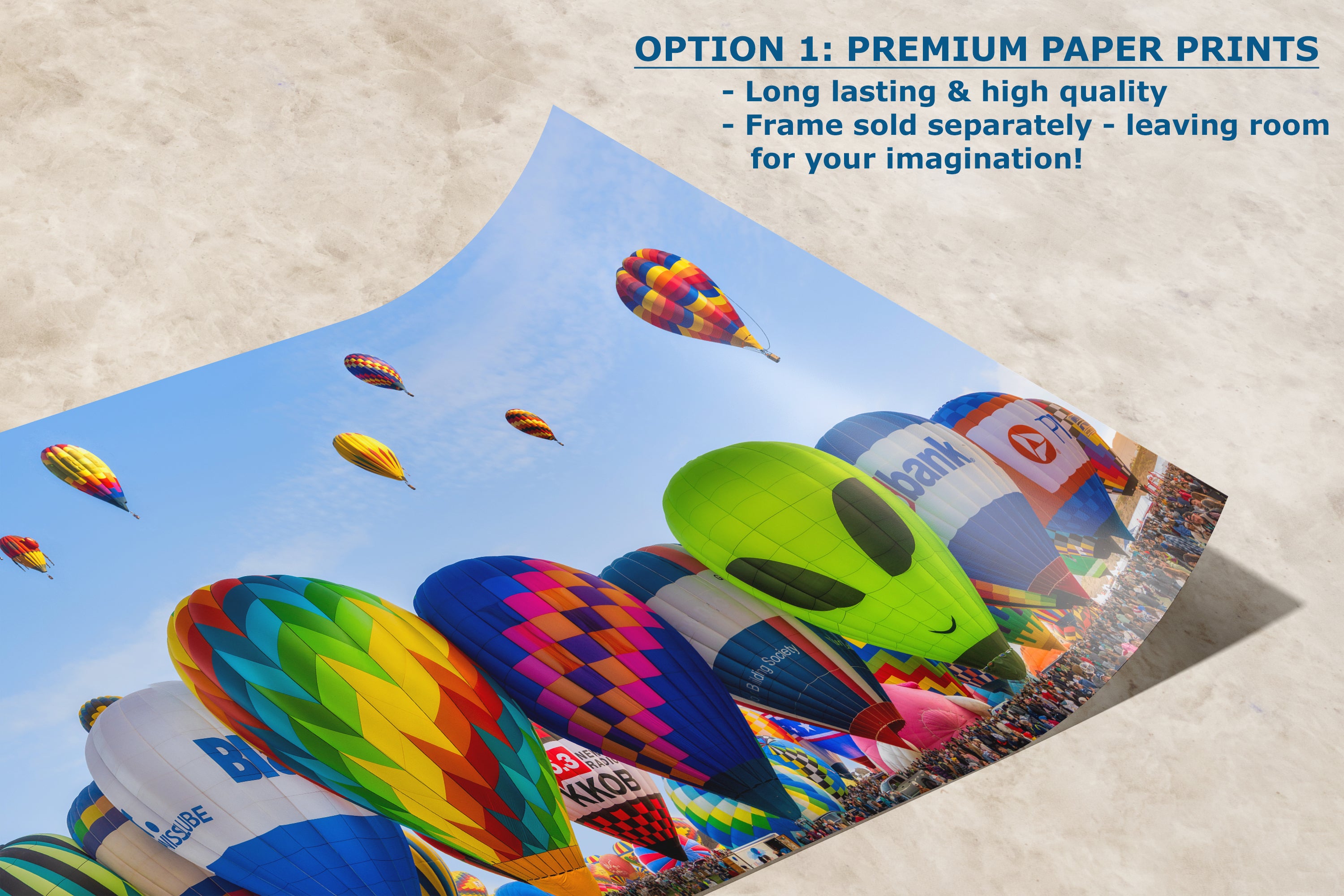 Hot Air Balloon Festival Mass Ascension Panorama Photo Lift Off | Albuquerque New Mexico Balloon Fiesta Wall Art | Office, Cubicle & House Decor