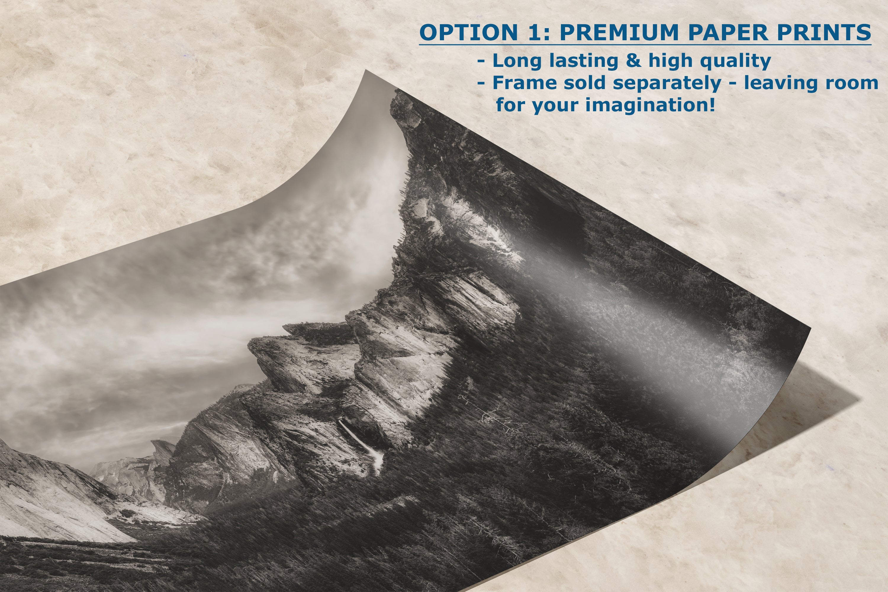 Tunnel View Yosemite National Park Mountain Picture Black and White Nature Photo Relaxation Artwork for Mediation, Office, & House Decor