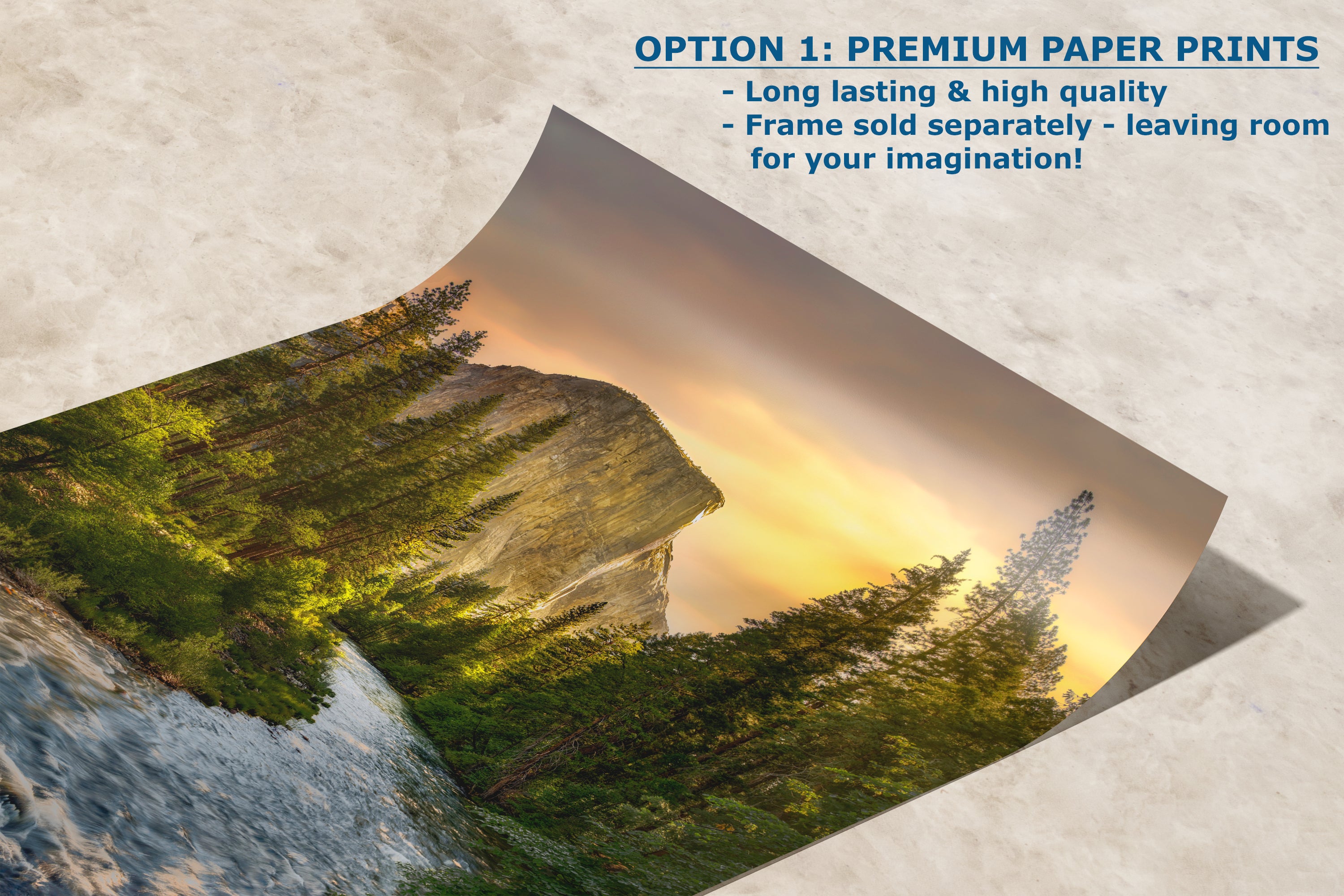 El Capitan Yosemite National Park Nature Photo with Merced River, Granite Mountain Picture Relaxation Artwork for Meditation, Dorm, Office, or House Decor