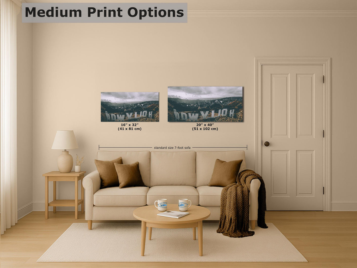 Hollywood Sign Los Angeles Skyline Retro Southern California Cityscape Urban Decor for Home or Office