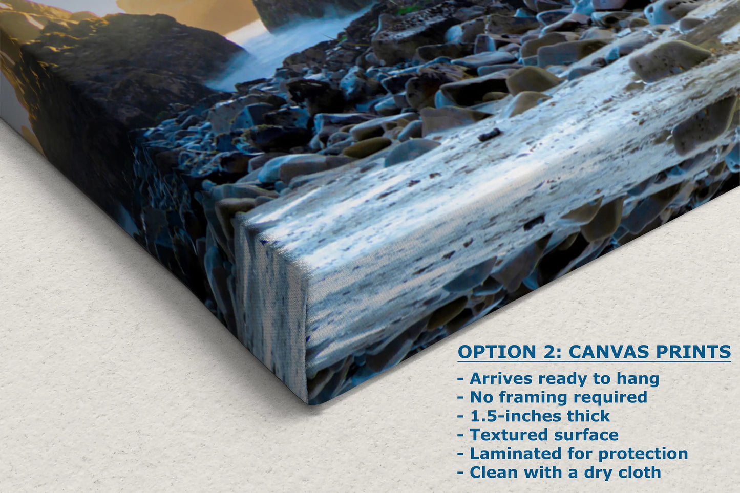 a close up of a book cover with rocks and water