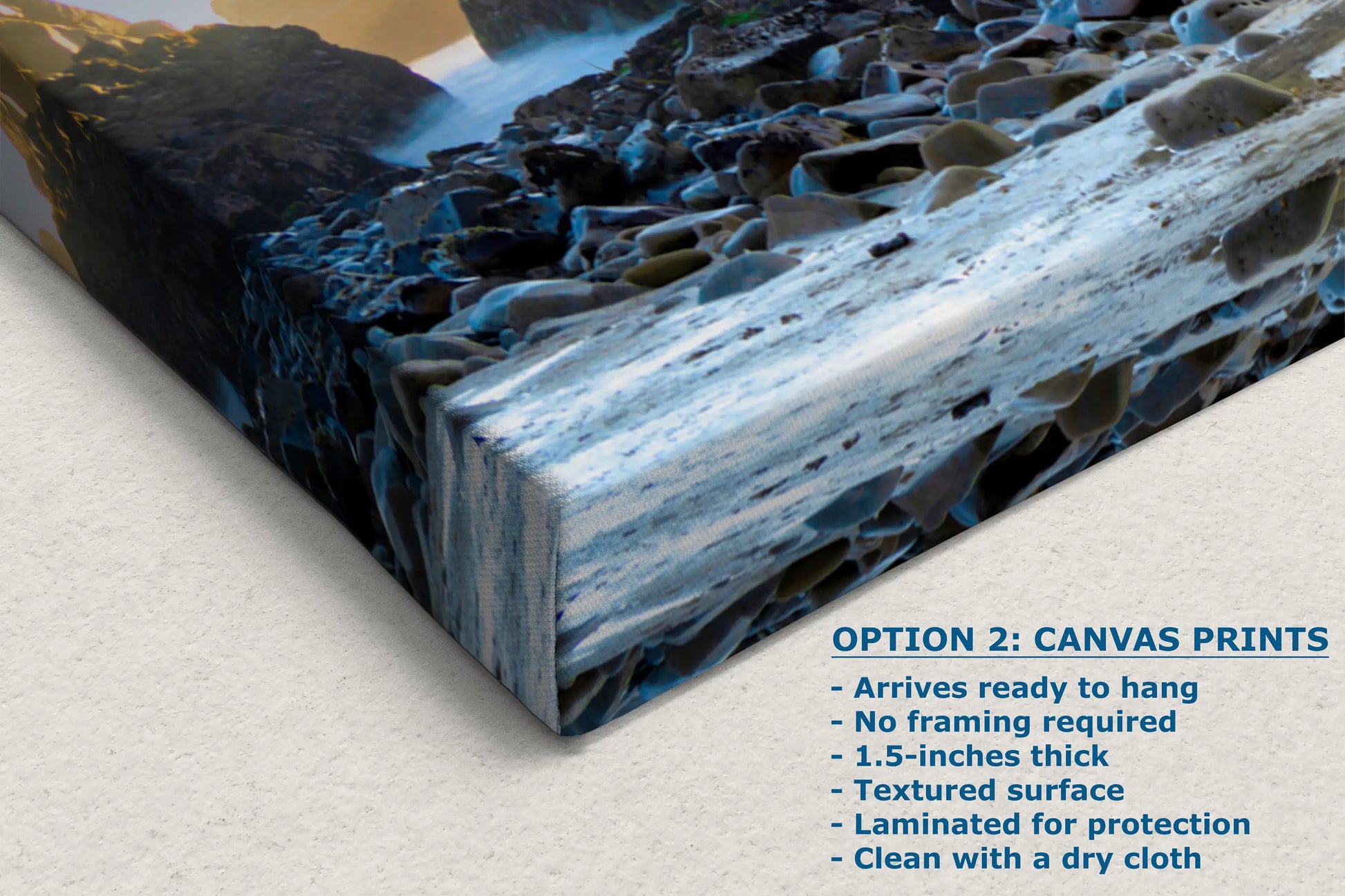 a close up of a book cover with rocks and water