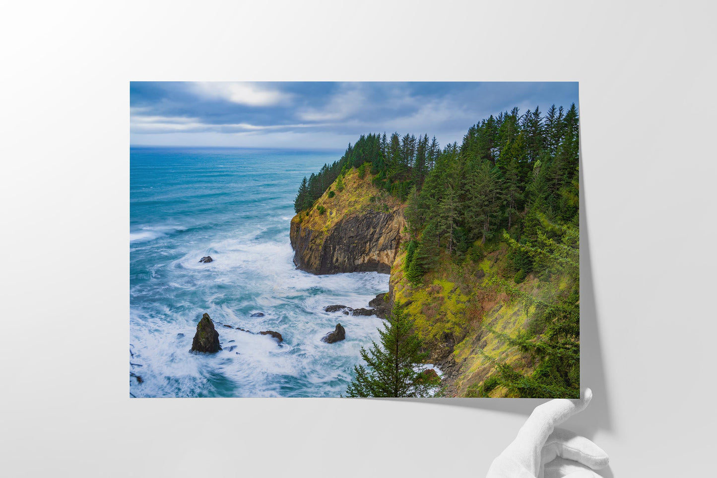 Oregon Coast Ocean Picture, Pacific Northwest Coastline Nature Photo Relaxation Artwork for Meditation, Apartment, Office & House Décor