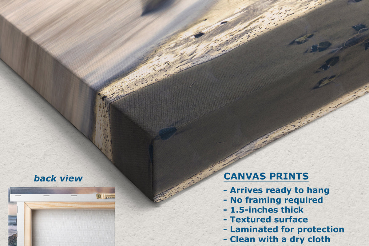 Canvas print with a textured surface and laminated protection, shown from the back view.