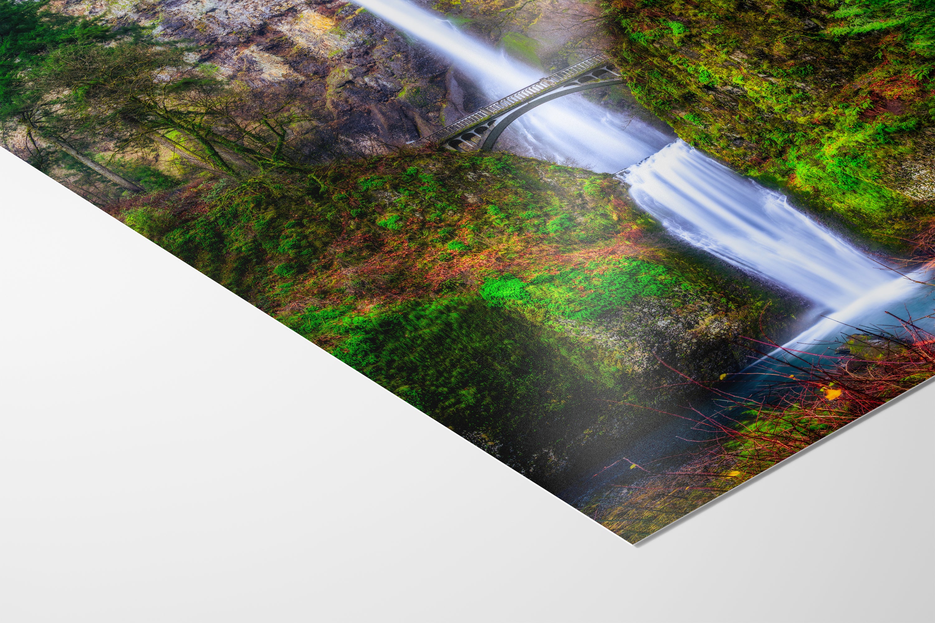 Multnomah Waterfall Picture Nature Photo Wall Art, Pacific Northwest Oregon Relaxation Artwork