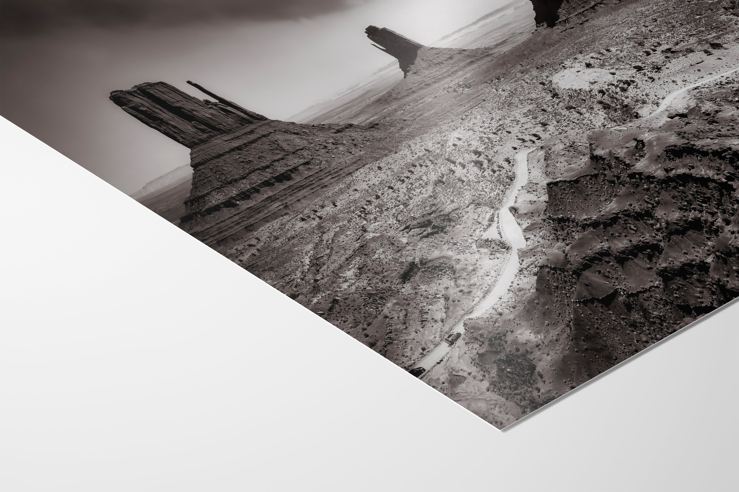 Monument Valley Arizona Desert Picture, Black and White Nature Photo, Bohemian Style Relaxation Artwork for Meditation, Apartment, Office & House Decor