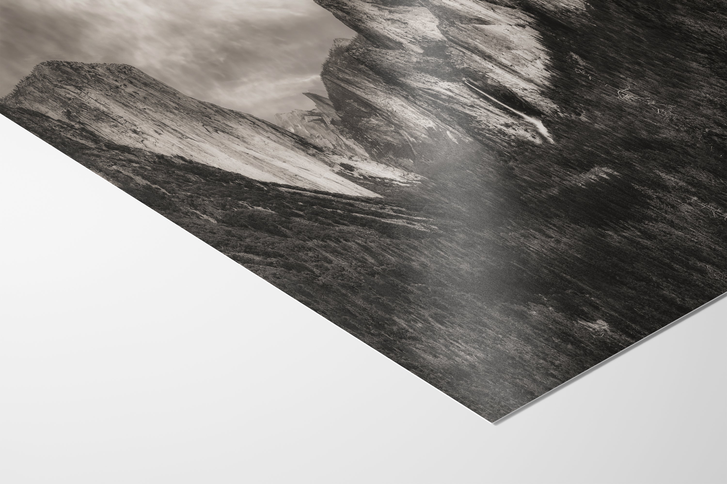 Tunnel View Yosemite National Park Mountain Picture Black and White Nature Photo Relaxation Artwork for Mediation, Office, & House Decor