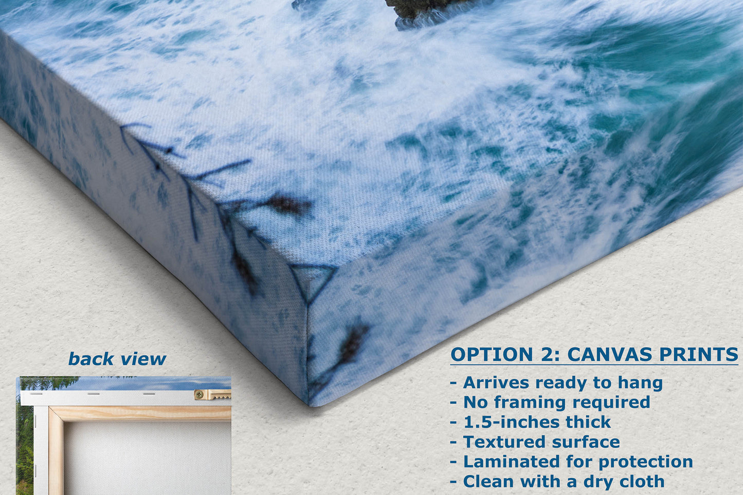 Oregon Coast Ocean Picture, Pacific Northwest Coastline Nature Photo Relaxation Artwork for Meditation, Apartment, Office & House Décor