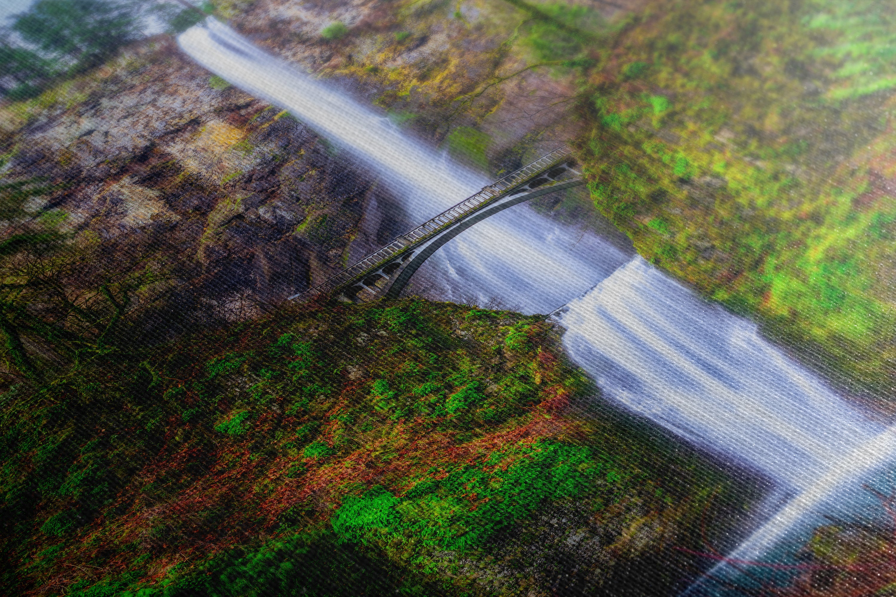 Multnomah Waterfall Picture Nature Photo Wall Art, Pacific Northwest Oregon Relaxation Artwork