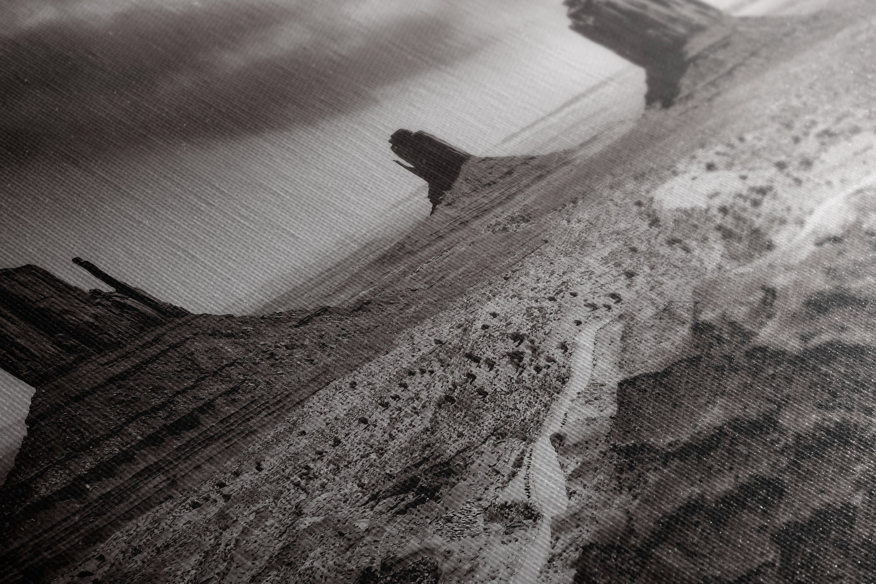 Monument Valley Arizona Desert Picture, Black and White Nature Photo, Bohemian Style Relaxation Artwork for Meditation, Apartment, Office & House Decor