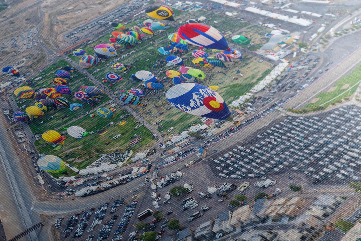 Hot Air Balloons over Airstream Rally from the 2024 Albuquerque Balloon Fiesta in New Mexico