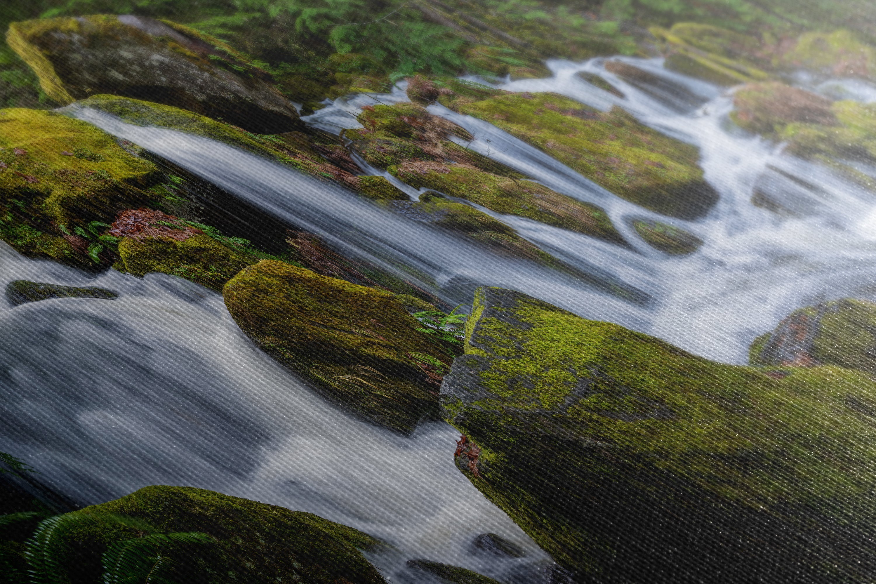 Oregon Waterfall Picture, Pacific Northwest Nature Photo Relaxation Artwork in Bohemian Style for Meditation, Office, Apartment, House Decor