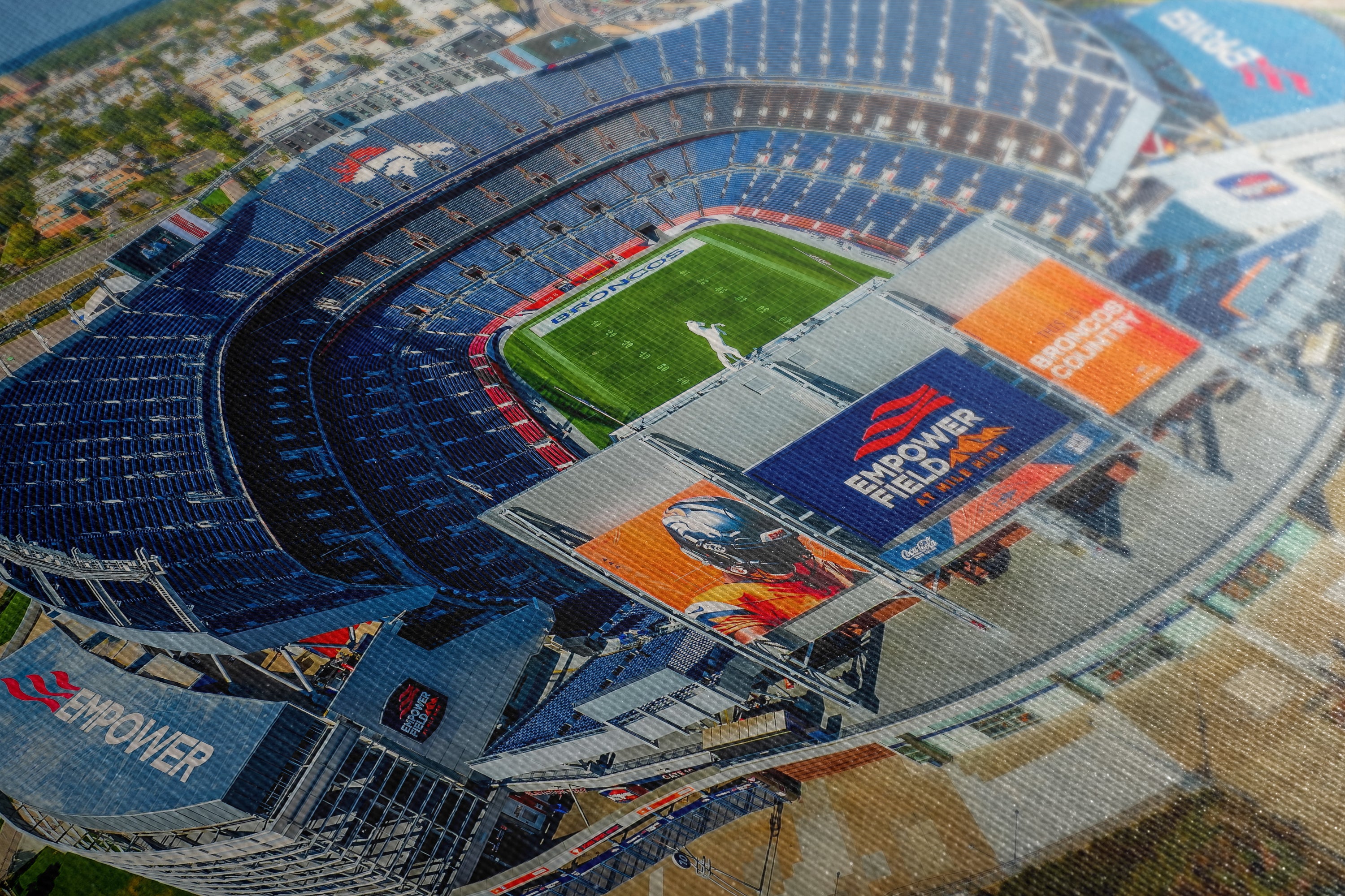 Denver Broncos Football Stadium, Mile High Stadium Denver Colorado Skyline Print, Sports Decor, Man Cave Art