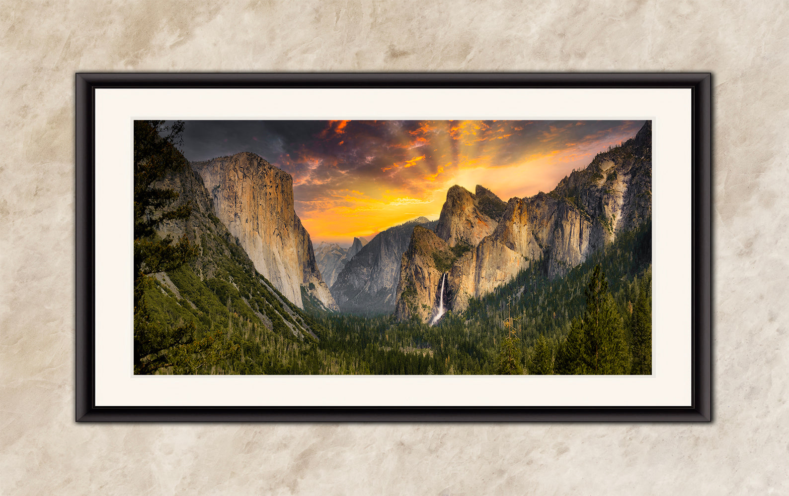 Tunnel View Yosemite National Park Mountain Picture Nature Photo Relaxation Artwork for Mediation, Office, & House Decor