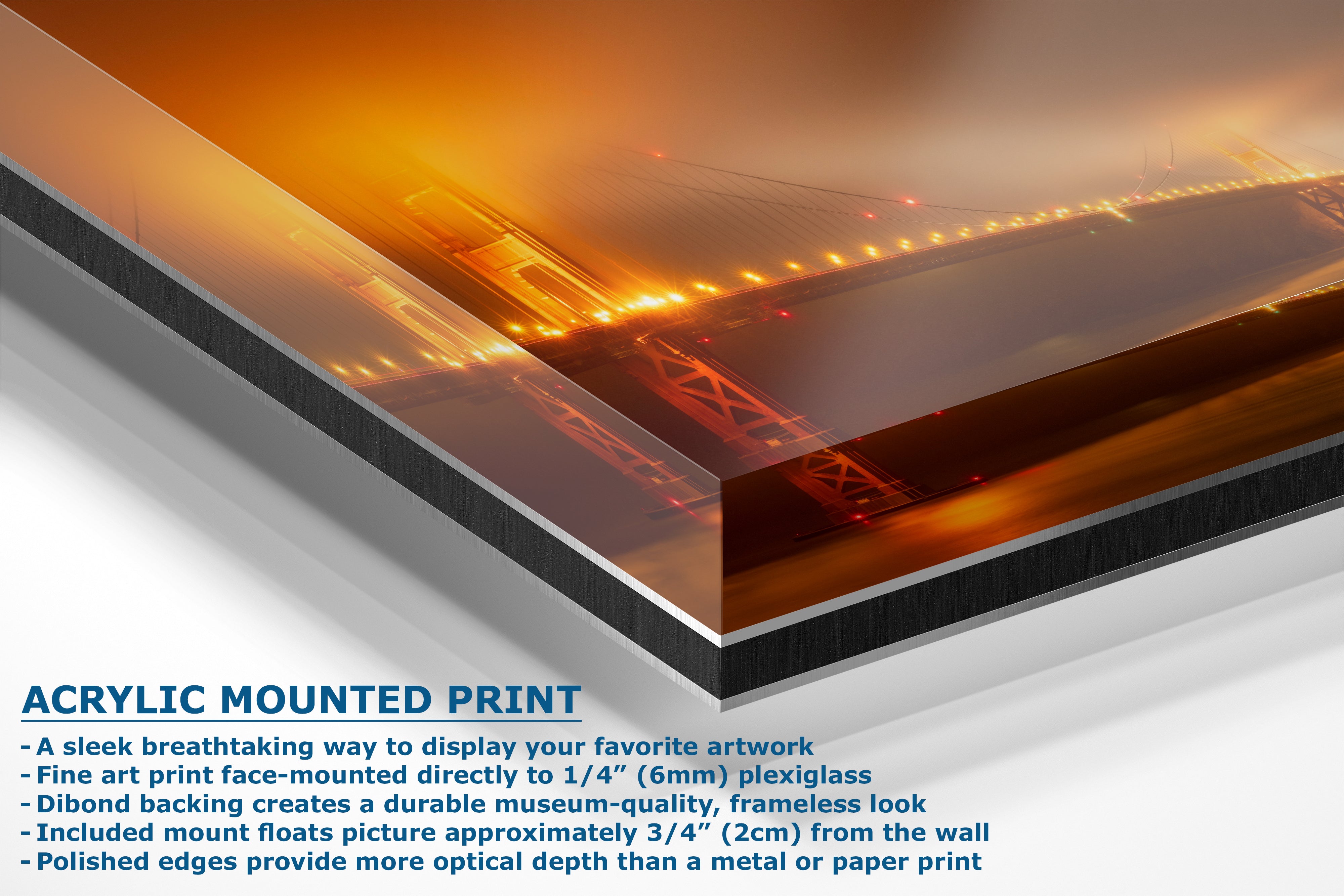 Limited Edition Fine Art Photography Bridge Picture, San Francisco's Glowing Golden Gate