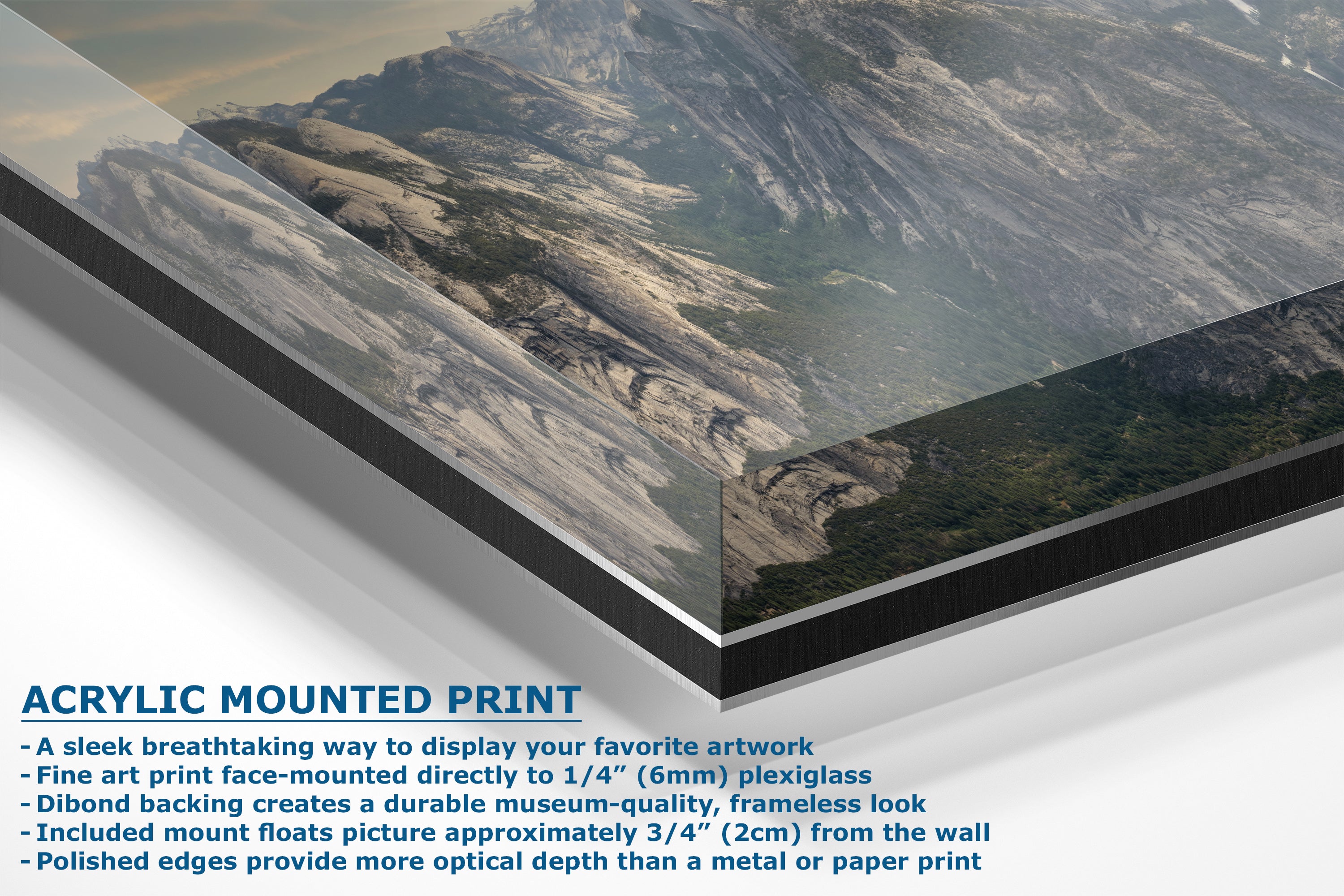 Glacier Point Yosemite National Park Nature Photo Relaxation Artwork of Half Dome for Meditation, Office, and House Decor